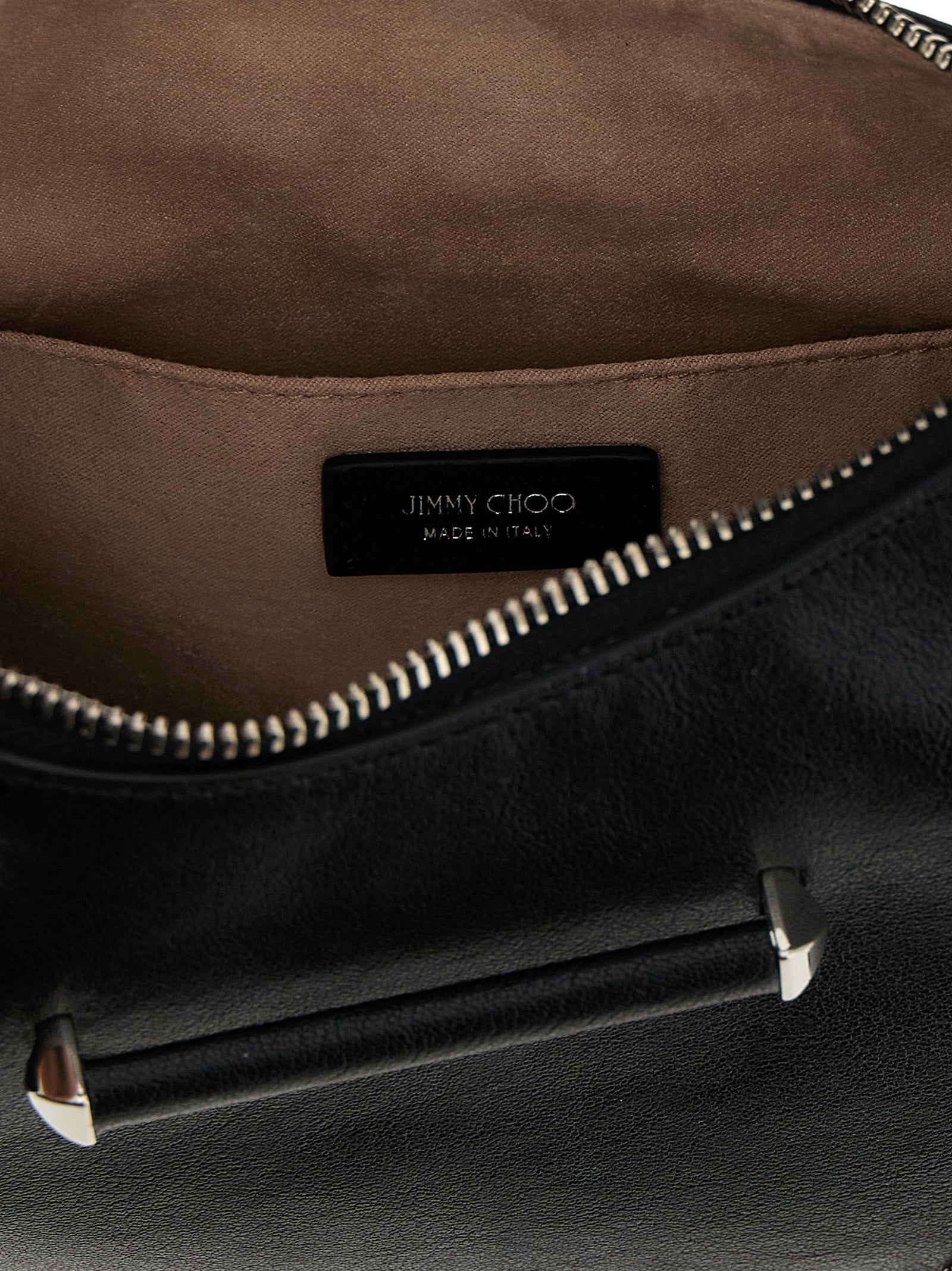 Discover the exquisite Jimmy Choo White Lamb Leather Shoulder Bag, a masterpiece of artisanal luxury, blending biker lamb leather with striking embellishments for the discerning individual.