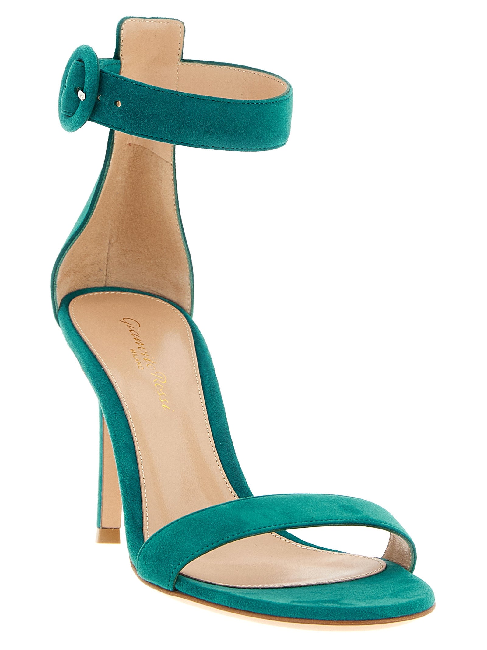 Elevate your elegance with Gianvito Rossi's Bicolor Suede Leather Stiletto Heel Sandals, where exquisite craftsmanship meets bold design for the discerning connoisseur.