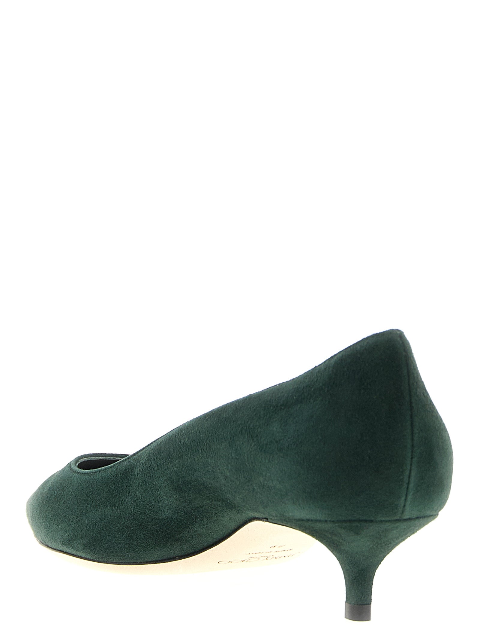 Elevate your elegance with Jimmy Choo's Bicolor Leather Mid Heel Pumps, crafted in Italy from sumptuous green suede, embodying timeless luxury and exquisite artistry.