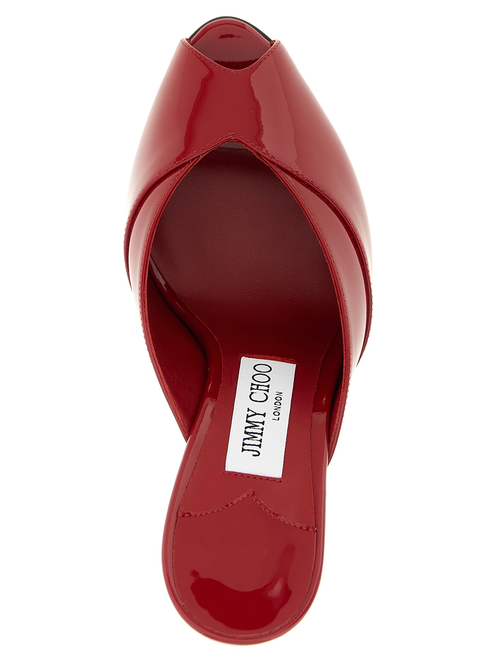 Elevate your elegance with Jimmy Choo's Multicolor Leather Stiletto Heel Sandals, a luxurious blend of glossy patent leather and refined design, perfect for any sophisticated occasion.