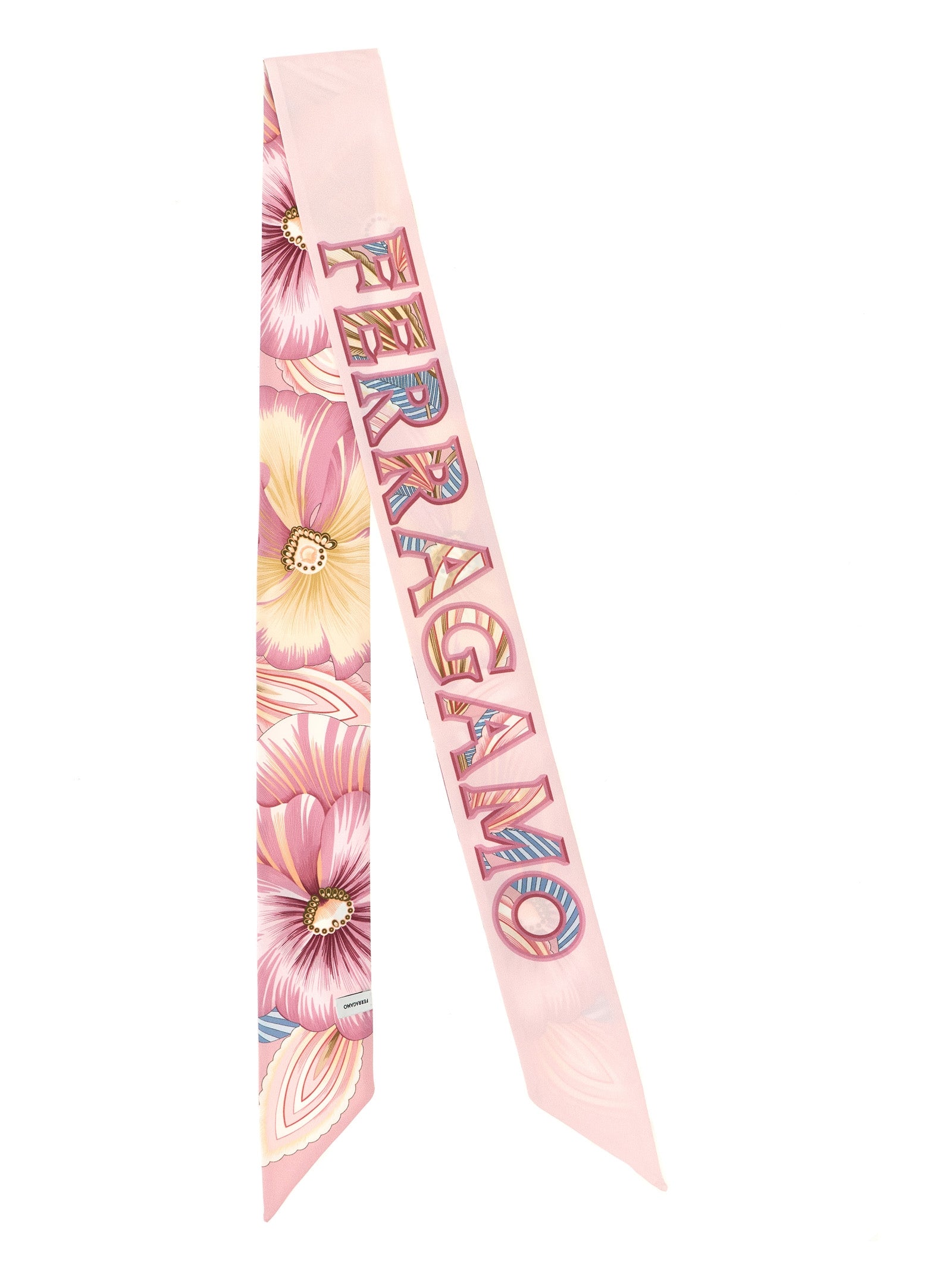 Elevate your style with the Ferragamo Multicolor Silk Foulard, a luxurious 100% silk accessory adorned with the captivating ‘Brezza’ print, embodying timeless elegance.
