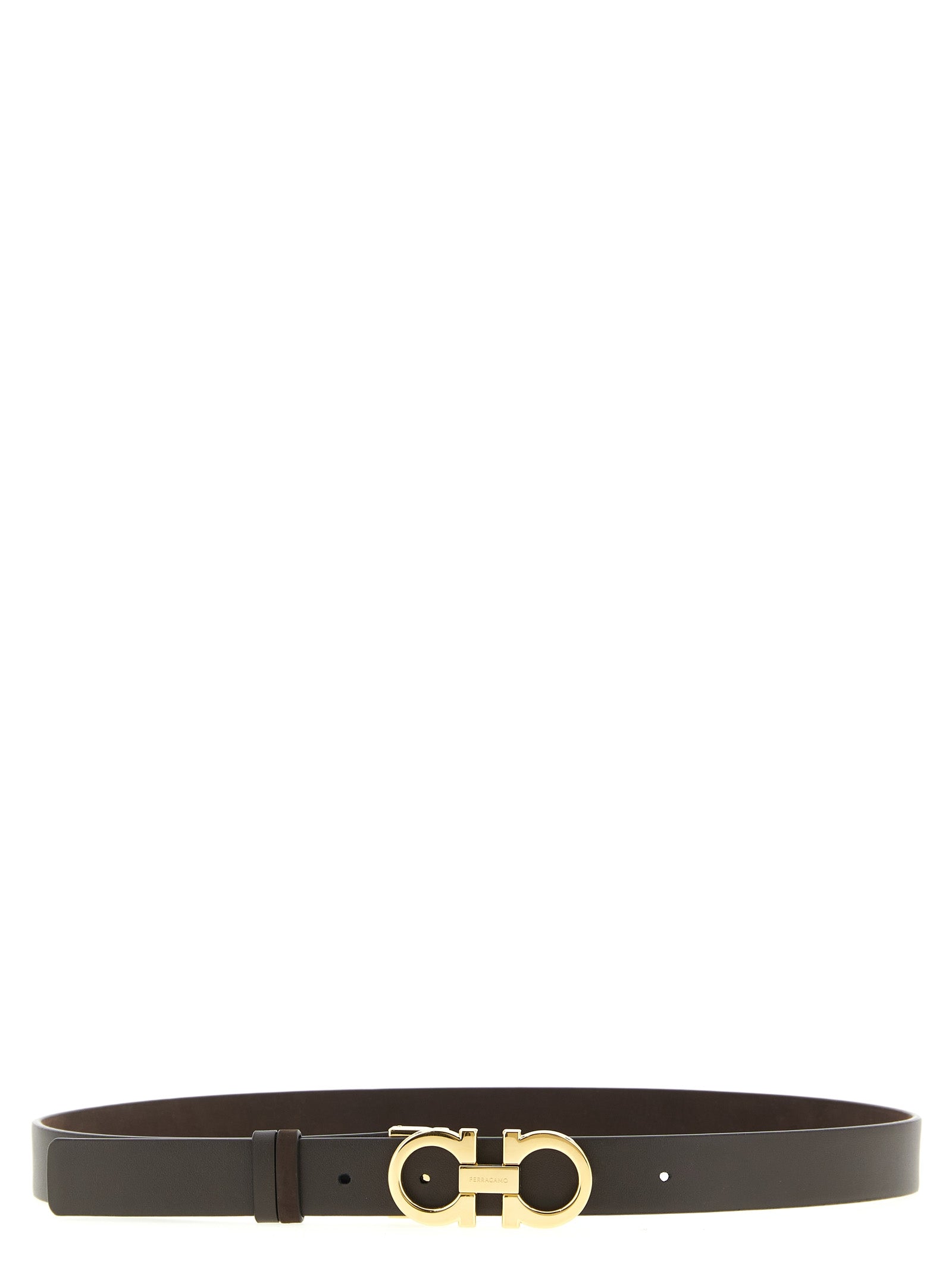 Elevate your style with the Ferragamo Brown Calfskin Regular Belt, a masterpiece of Italian craftsmanship, featuring an iconic Gancini buckle for timeless luxury.