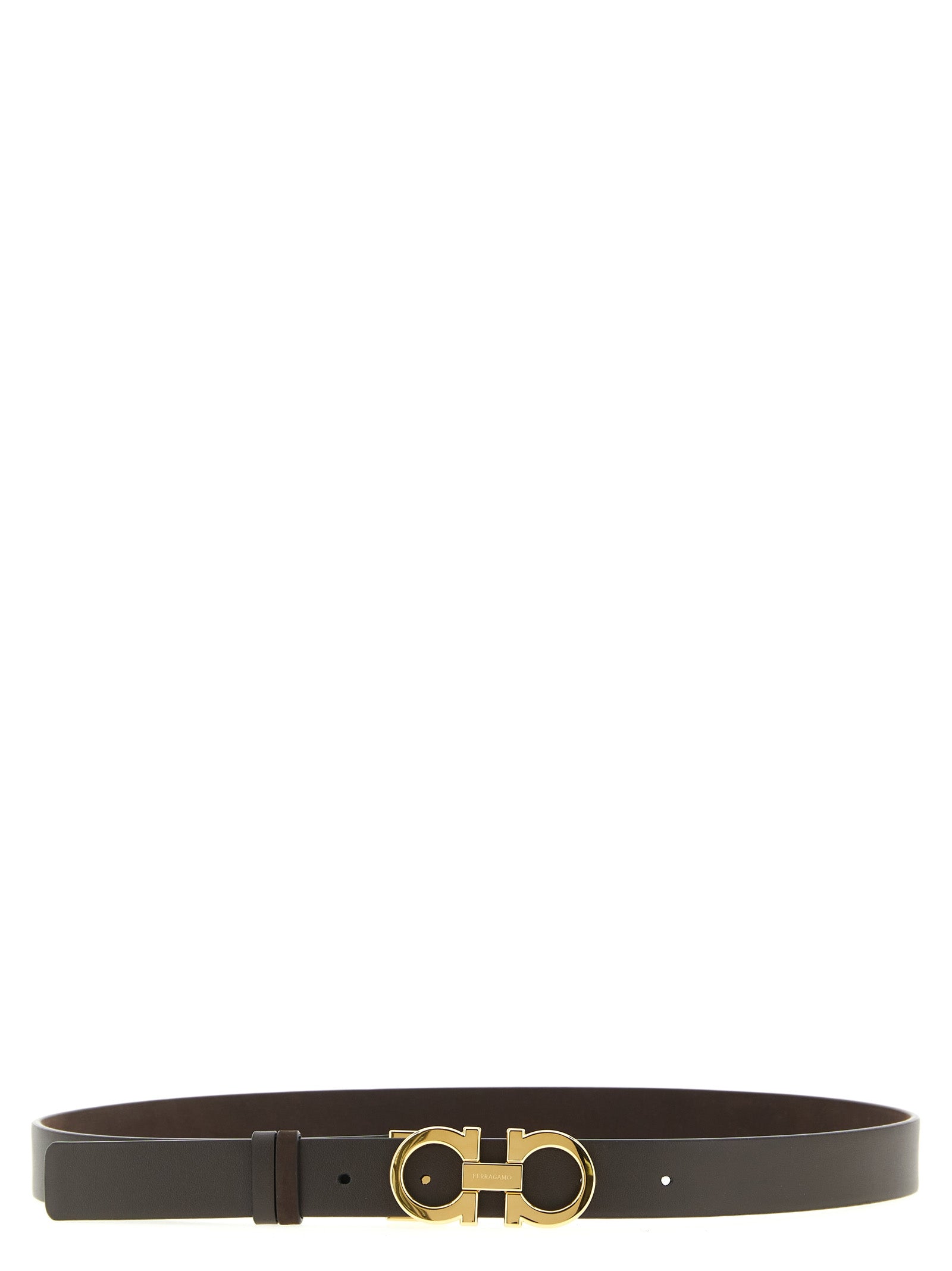 Elevate your style with the Ferragamo Brown Calfskin Regular Belt, a masterpiece of Italian craftsmanship featuring an iconic Gancini buckle for timeless luxury.