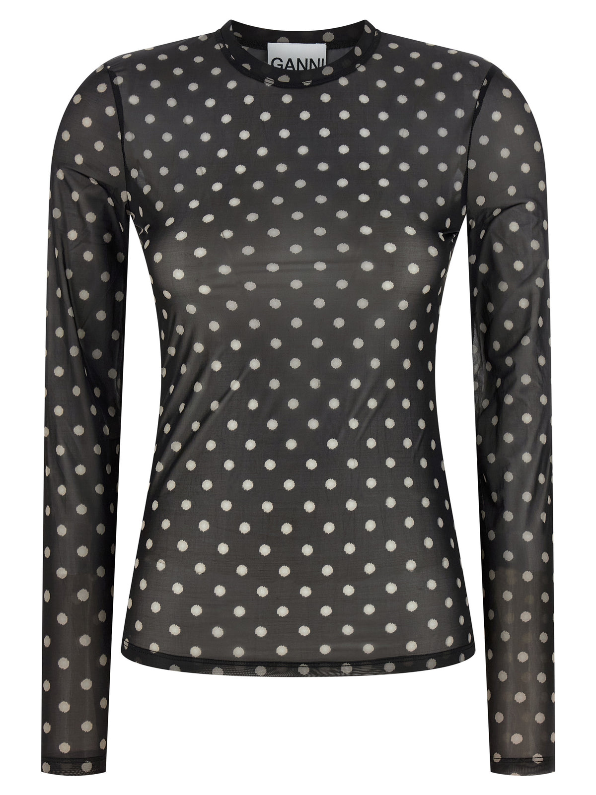 Ganni Sheer Polka Dot Stretch Sweatshirt - Luxe Elegance