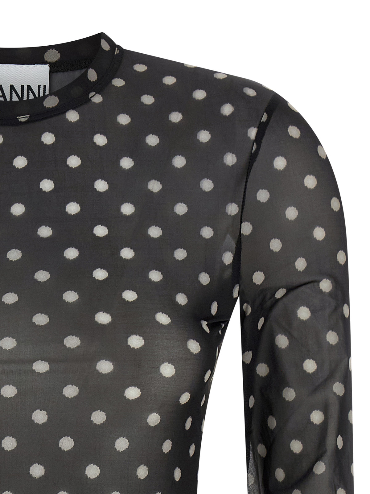 Ganni Sheer Polka Dot Stretch Sweatshirt - Luxe Elegance