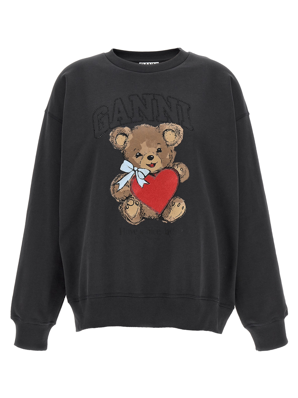 Ganni Black Organic Cotton Sweatshirt - Effortless Luxe Style