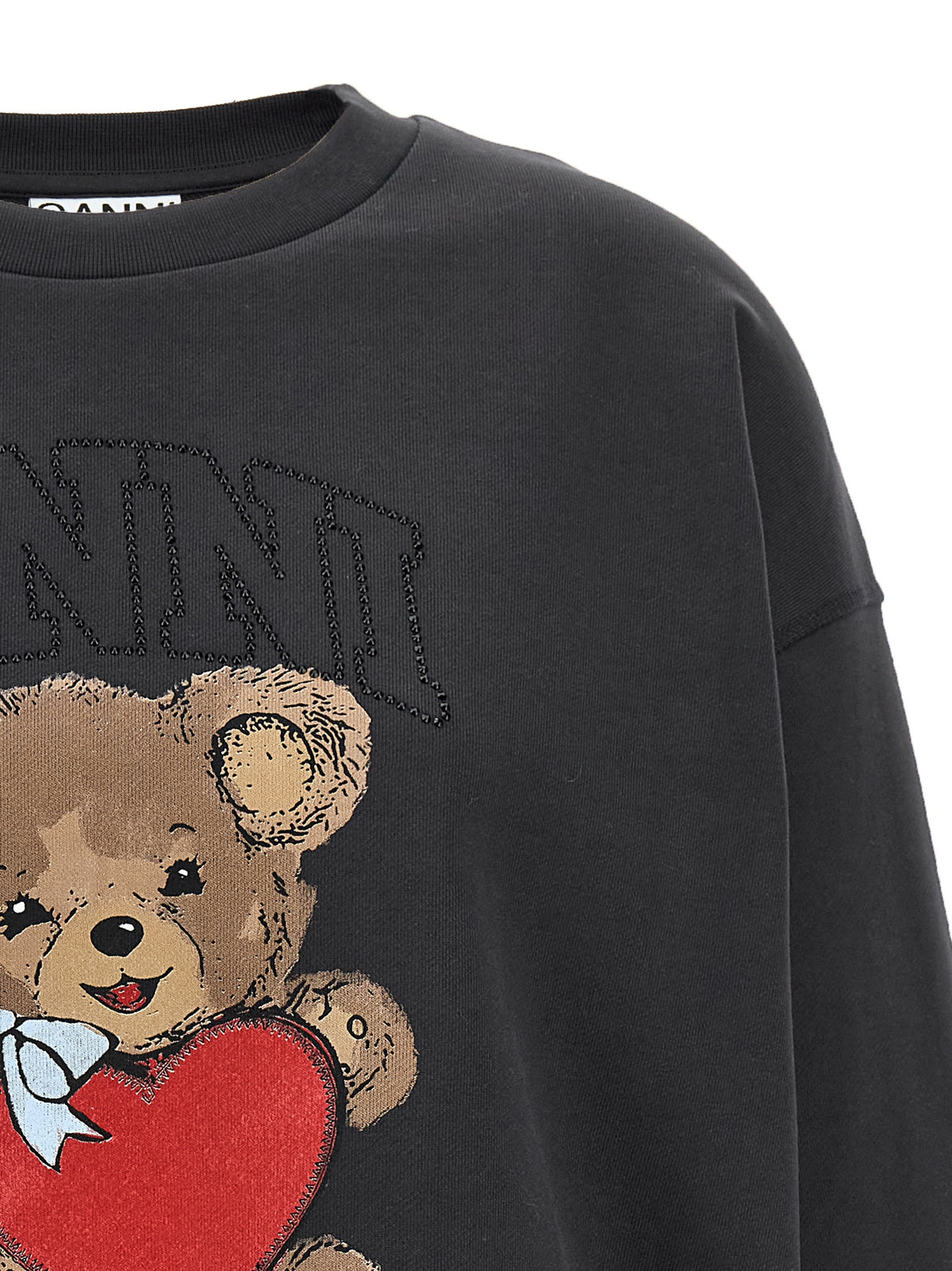 Ganni Black Organic Cotton Sweatshirt - Effortless Luxe Style