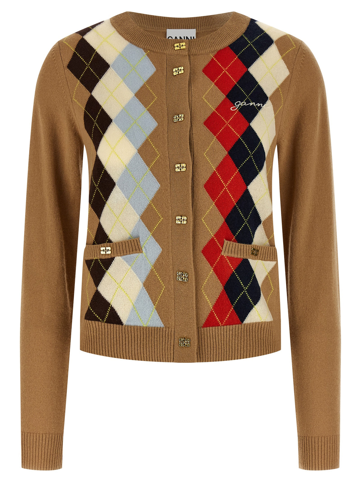 Ganni Beige Wool Cardigan - Luxurious Cashmere Blend Elegance