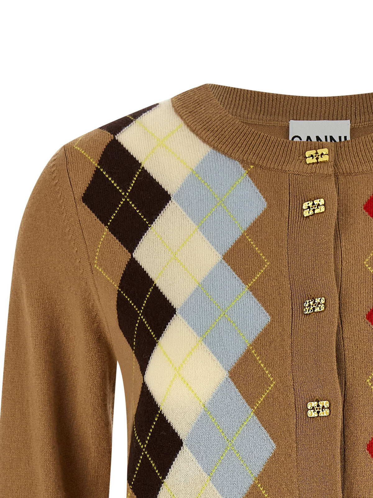 Ganni Beige Wool Cardigan - Luxurious Cashmere Blend Elegance