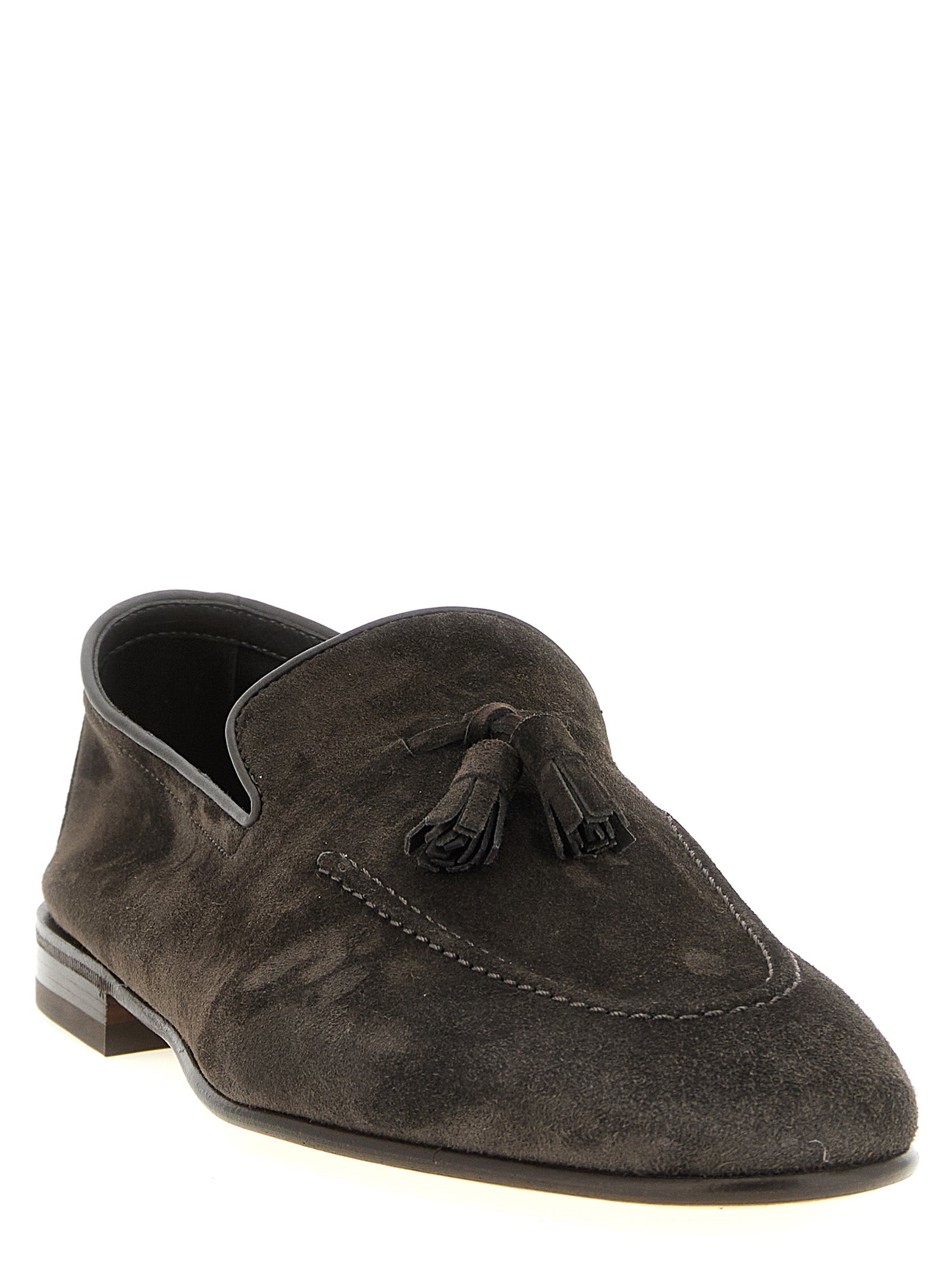 Brunello Cucinelli Gray Calfskin Slip-On Loafers, Artisanal Luxury