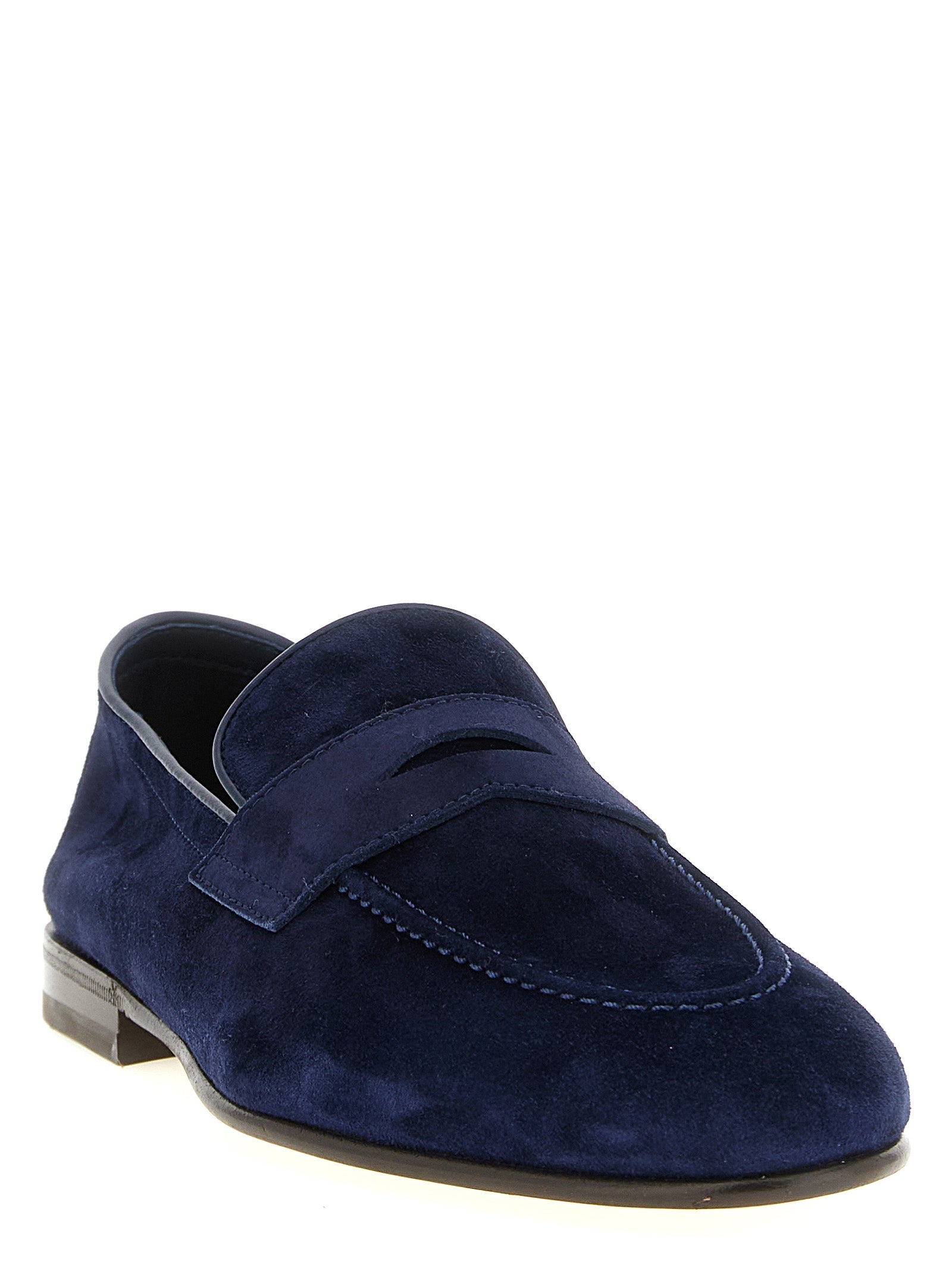 Brunello Cucinelli Blue Calfskin Slip-On Loafers, Artisanal Luxury