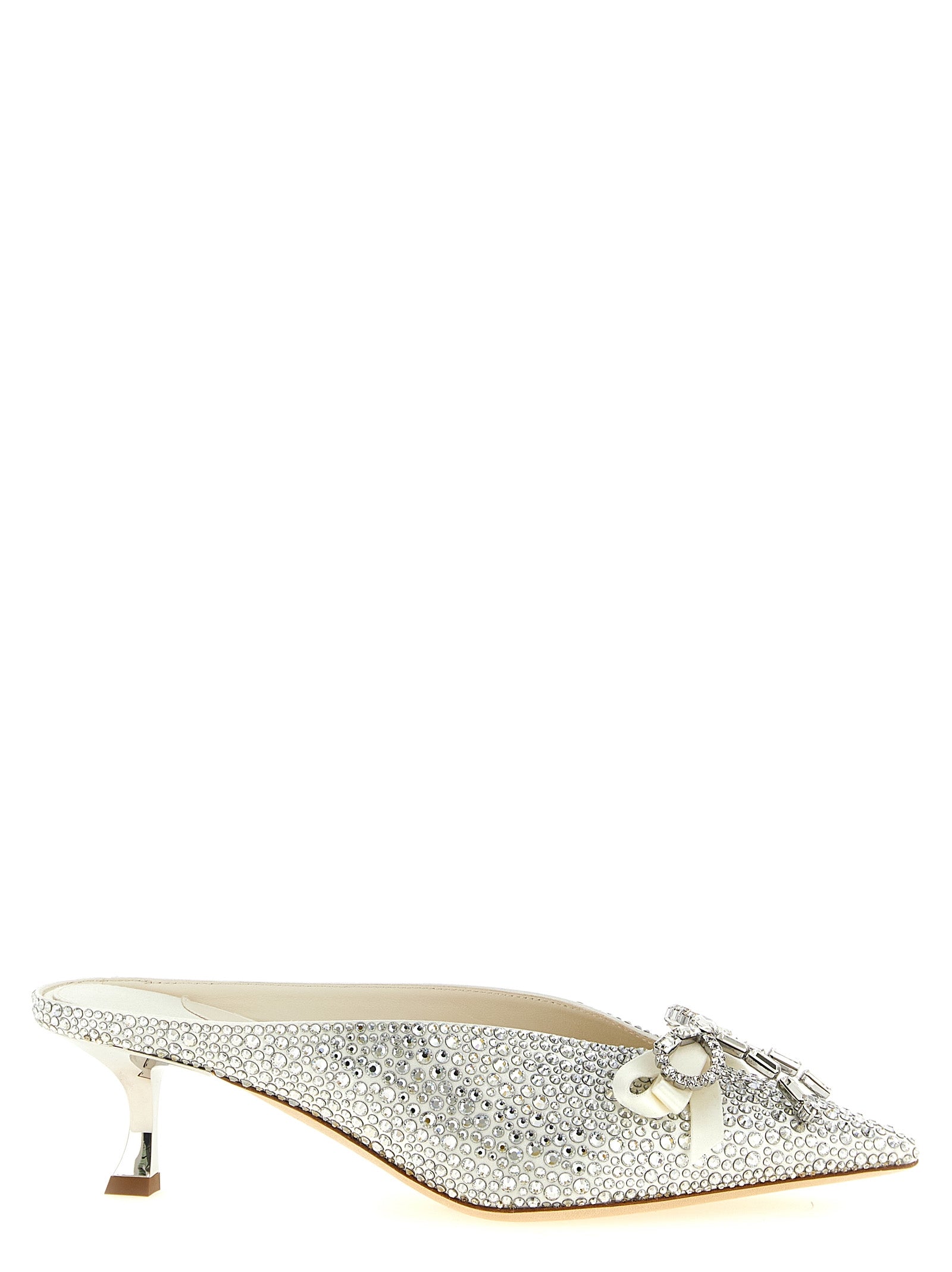 Step into luxury with Jimmy Choo Silver Tencel Mid Heel Pumps, where exquisite craftsmanship meets timeless elegance, perfect for unforgettable moments.
