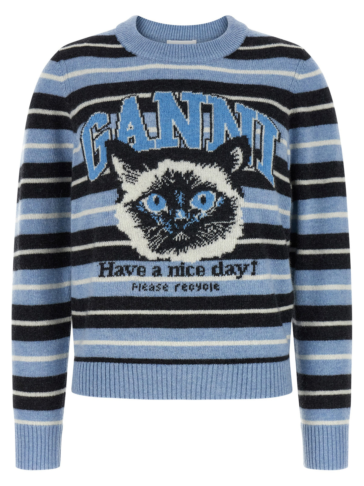 Ganni Blue Wool Cardigan - Luxurious Eco-Conscious Fashion