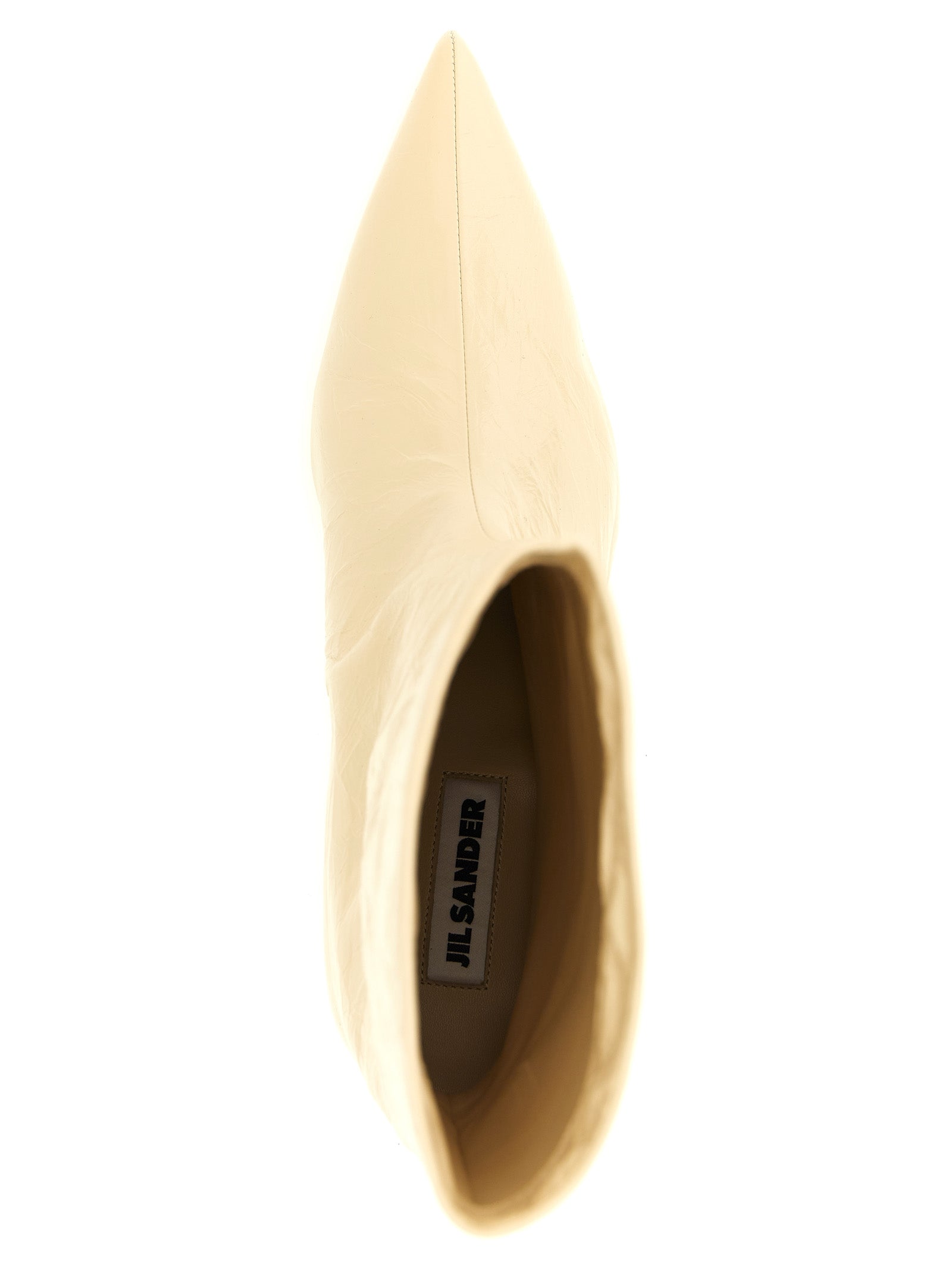 Experience the allure of Jil Sander's Beige Calfskin Ankle Boots, where artisanal craftsmanship meets modern elegance, perfect for the discerning individual.