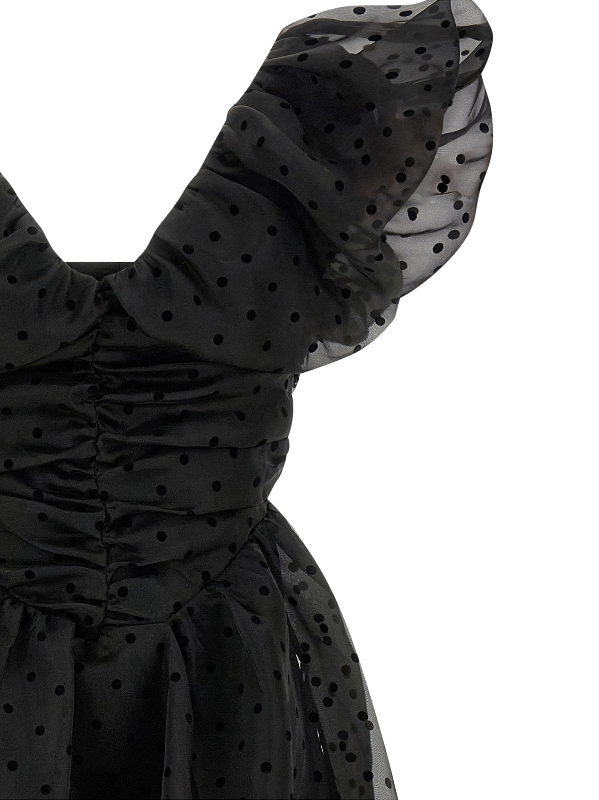 Ganni Black Organza Ruched Midi Dress - Timeless Elegance