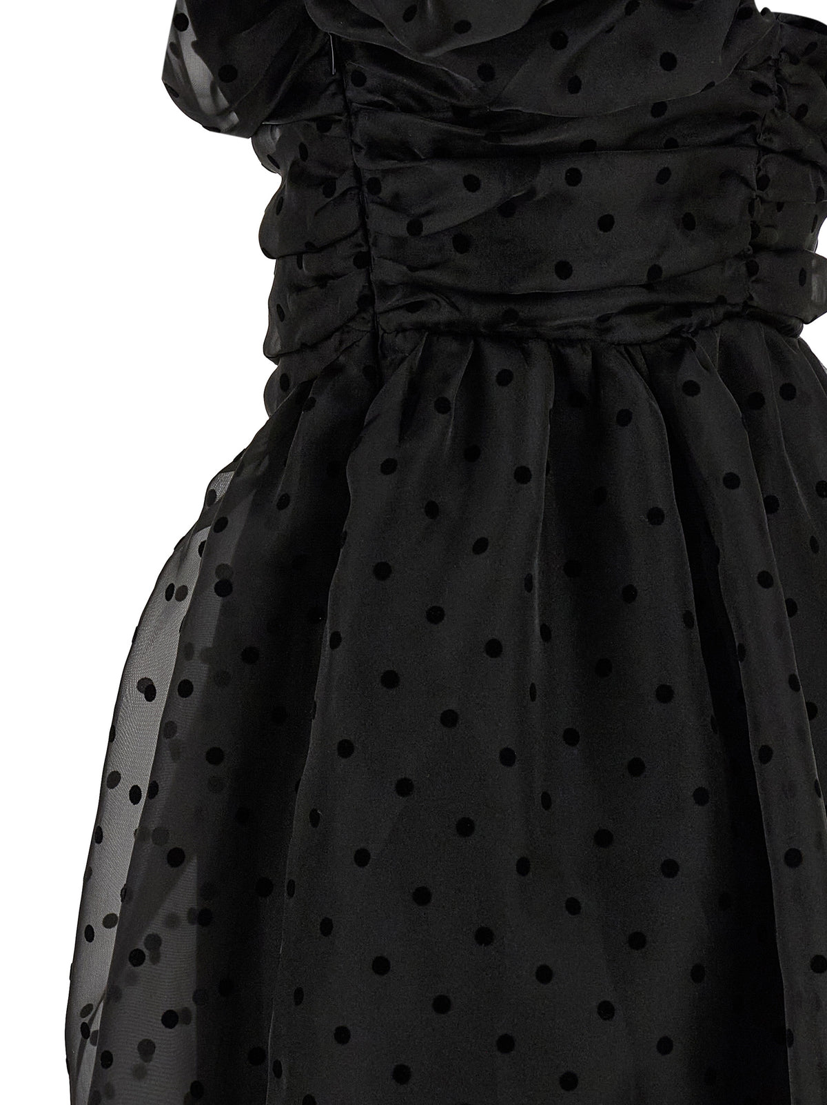 Ganni Black Organza Ruched Midi Dress - Timeless Luxury Elegance