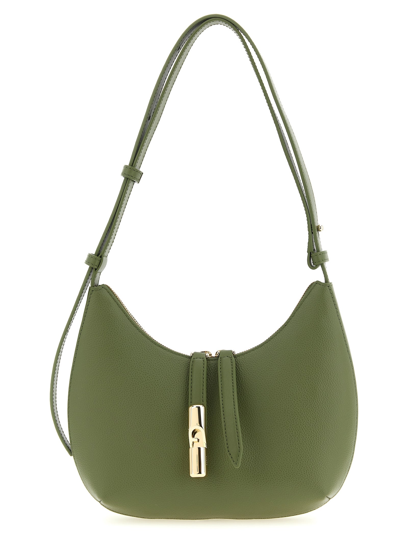 Indulge in the exquisite Furla Goccia Bicolor Calfskin Shoulder Bag, a luxurious blend of craftsmanship and style, perfect for the discerning trendsetter.