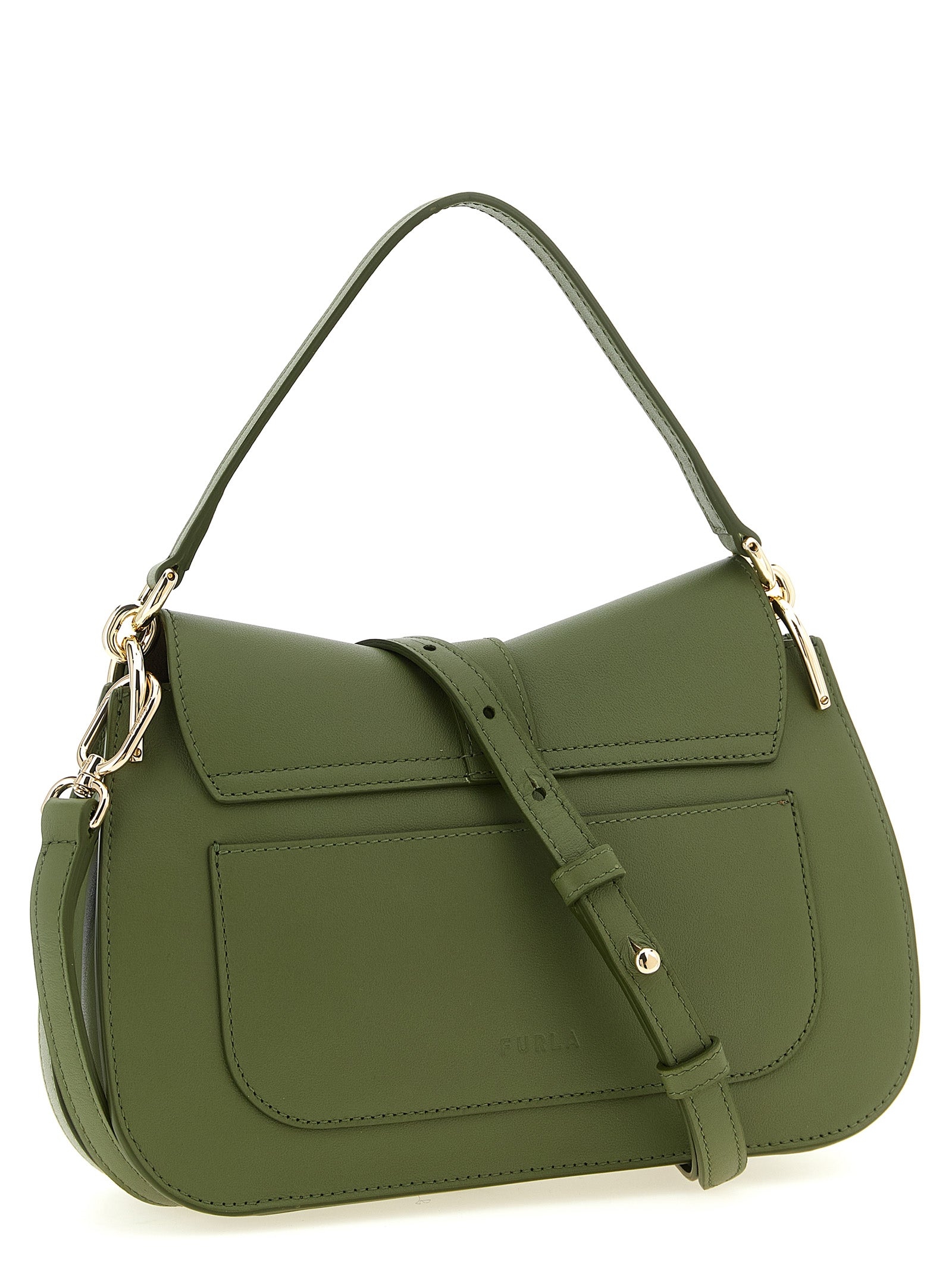 Experience the allure of the Furla Bicolor Calfskin Shoulder Bag, a masterpiece of artisanal luxury crafted from exquisite green calfskin, perfect for elevating your style.