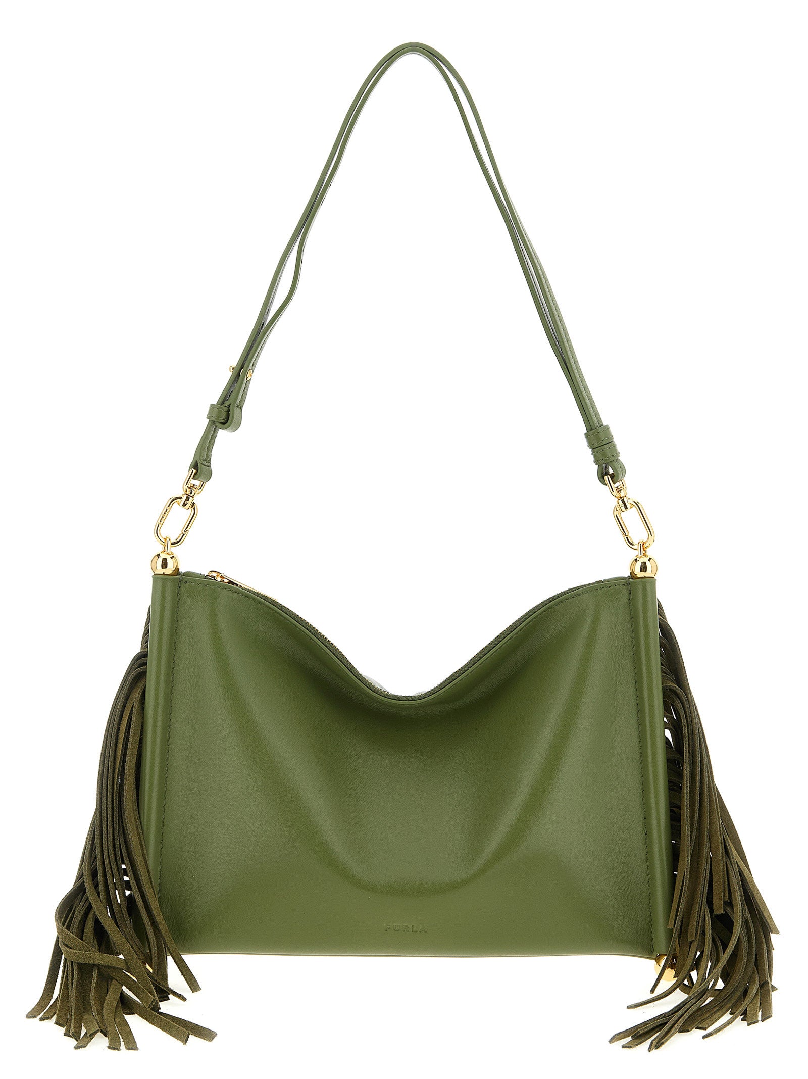Indulge in the exquisite Furla Bicolor Lamb Leather Shoulder Bag, where sumptuous craftsmanship meets timeless elegance, perfect for the discerning connoisseur.
