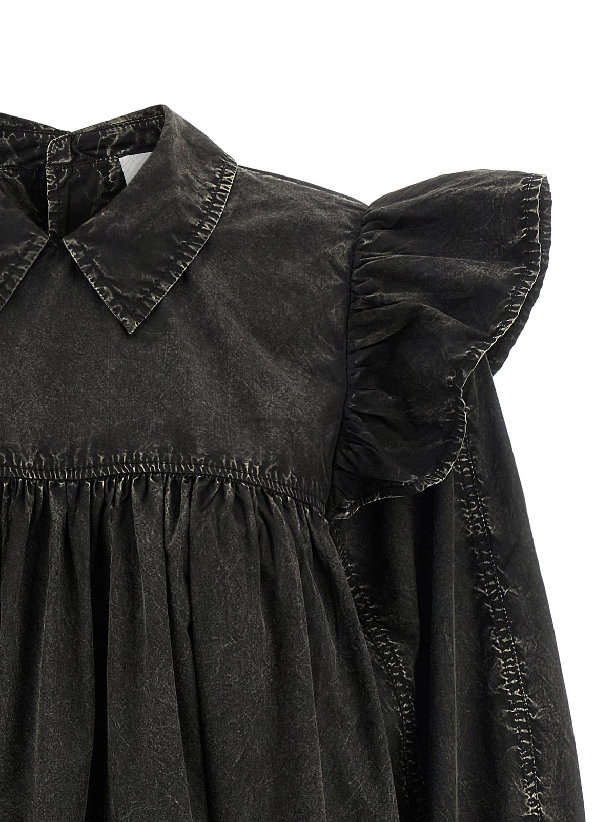 Ganni Black Organic Cotton Mini Shirt Dress - Sustainable Luxury