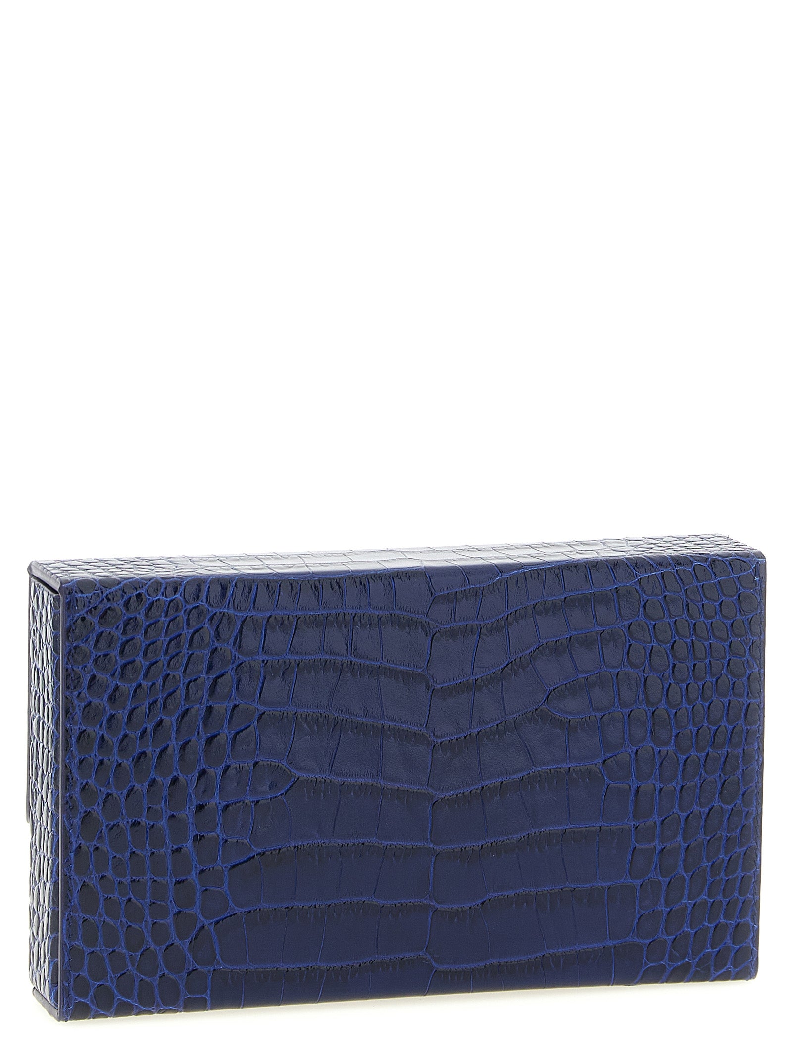 Discover the Tom Ford Blue Calfskin Clutch Bag, a luxurious blend of exquisite craftsmanship and timeless elegance, perfect for the discerning individual.