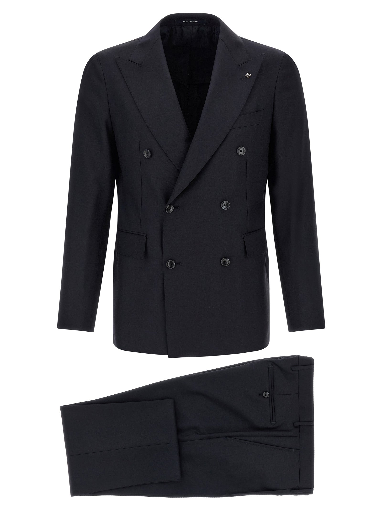 Elevate your wardrobe with the Tagliatore Blue Virgin Wool Two-Piece Suit, a masterpiece of Italian craftsmanship that embodies sophistication and timeless elegance.