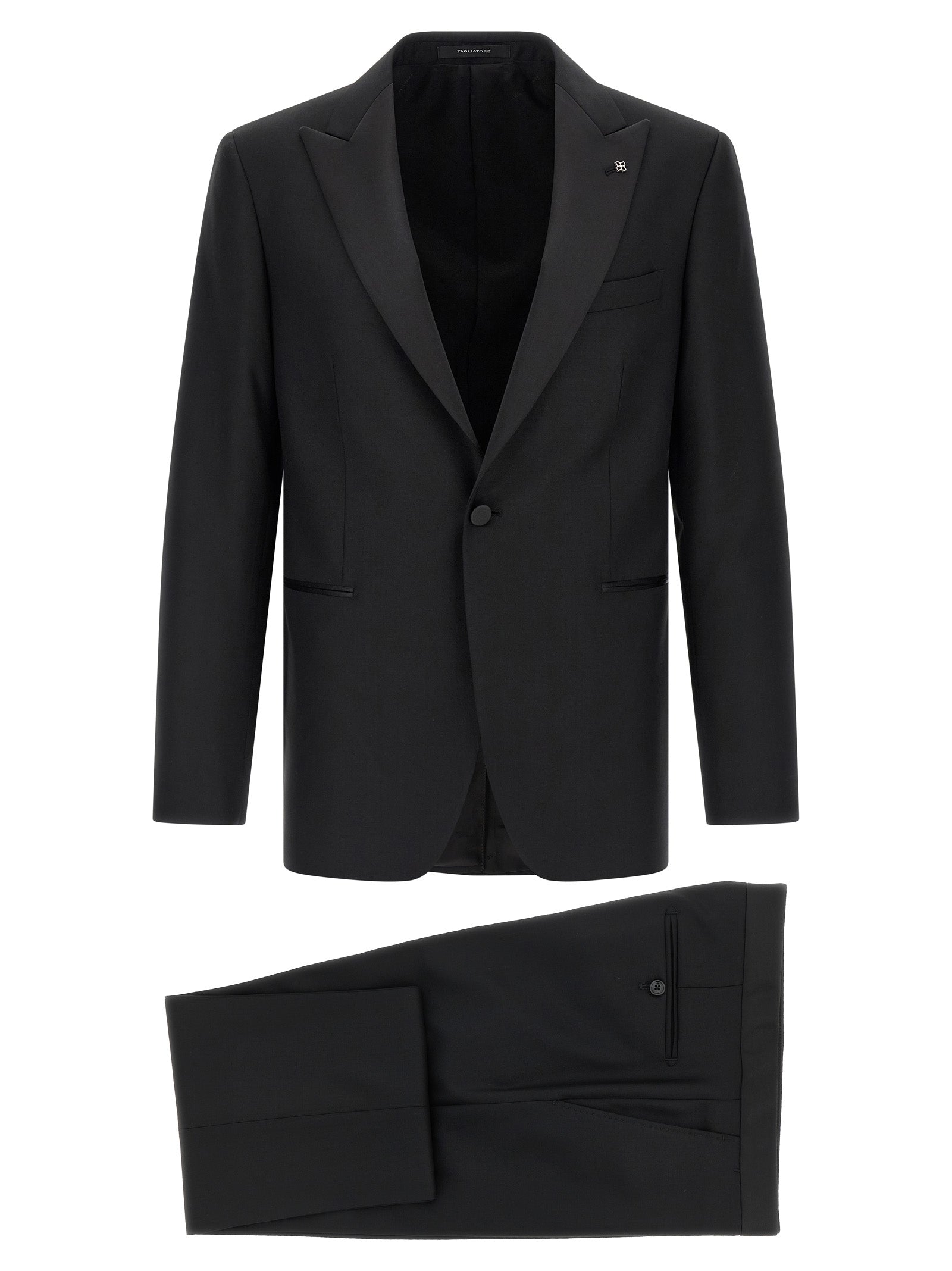 Experience the allure of Tagliatore's Black Virgin Wool Two-Piece Suit, a masterpiece of Italian craftsmanship that embodies sophistication and timeless elegance.