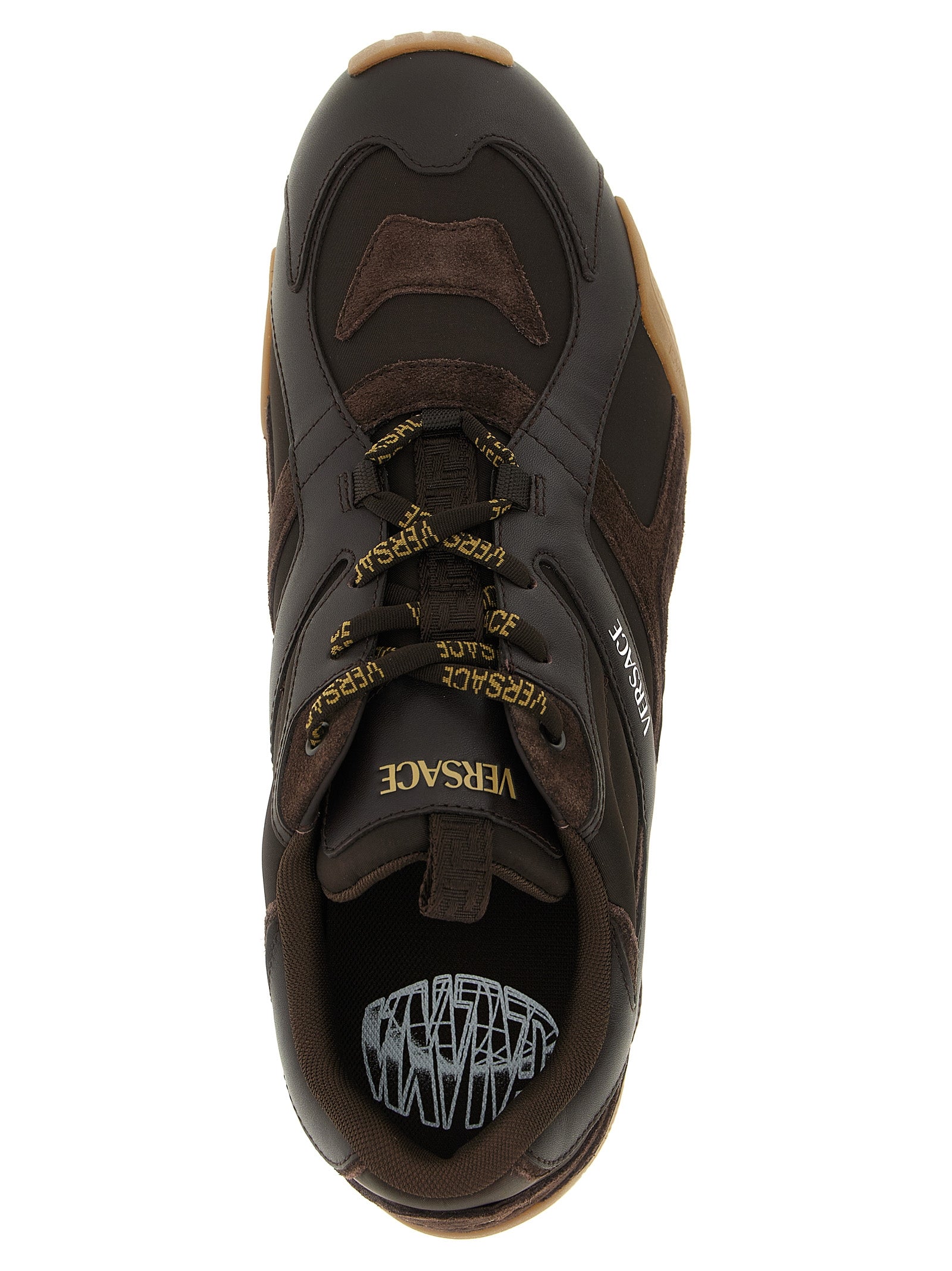 Versace Brown Calfskin Athletic Sneakers