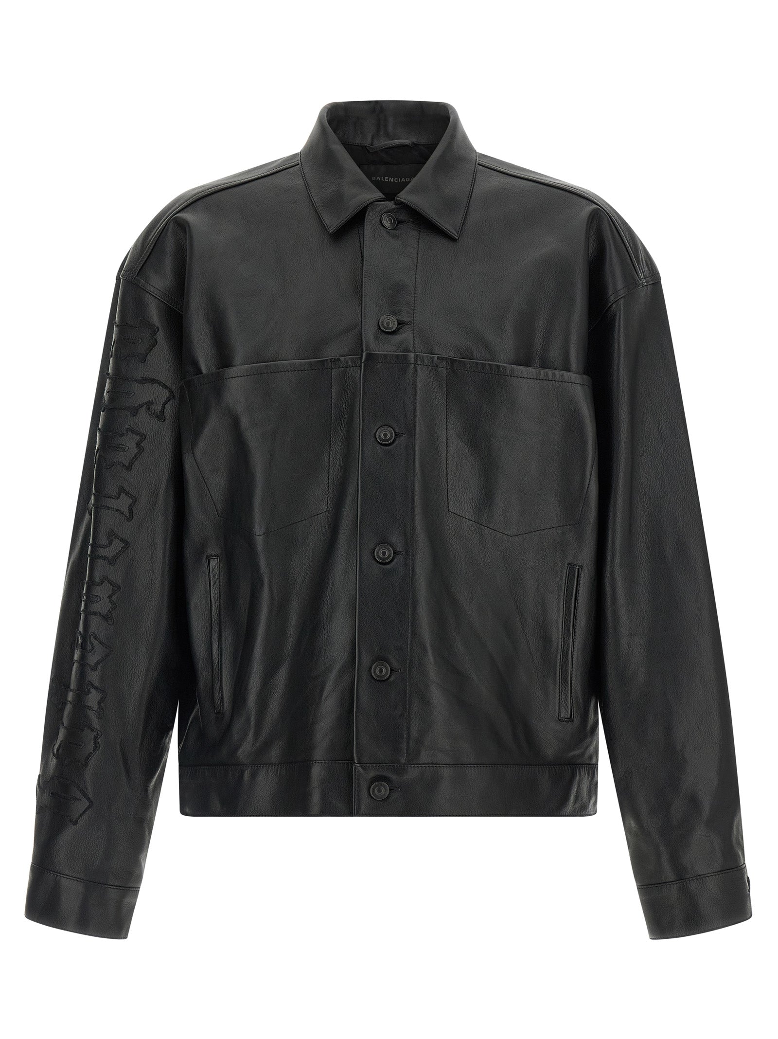 Balenciaga Black Buffalo Leather Leather Jacket
