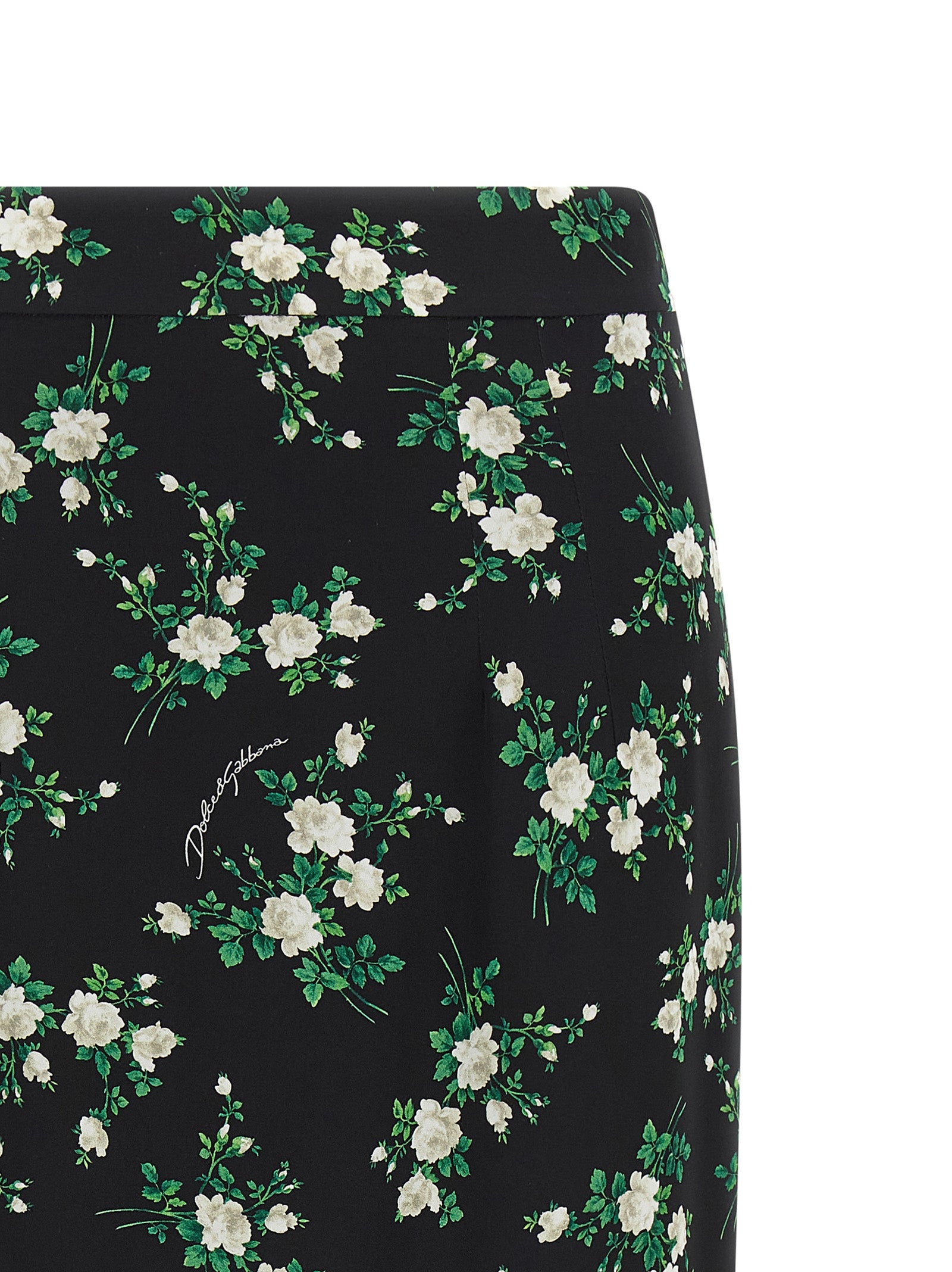 Dolce & Gabbana Black Silk Midi Skirt