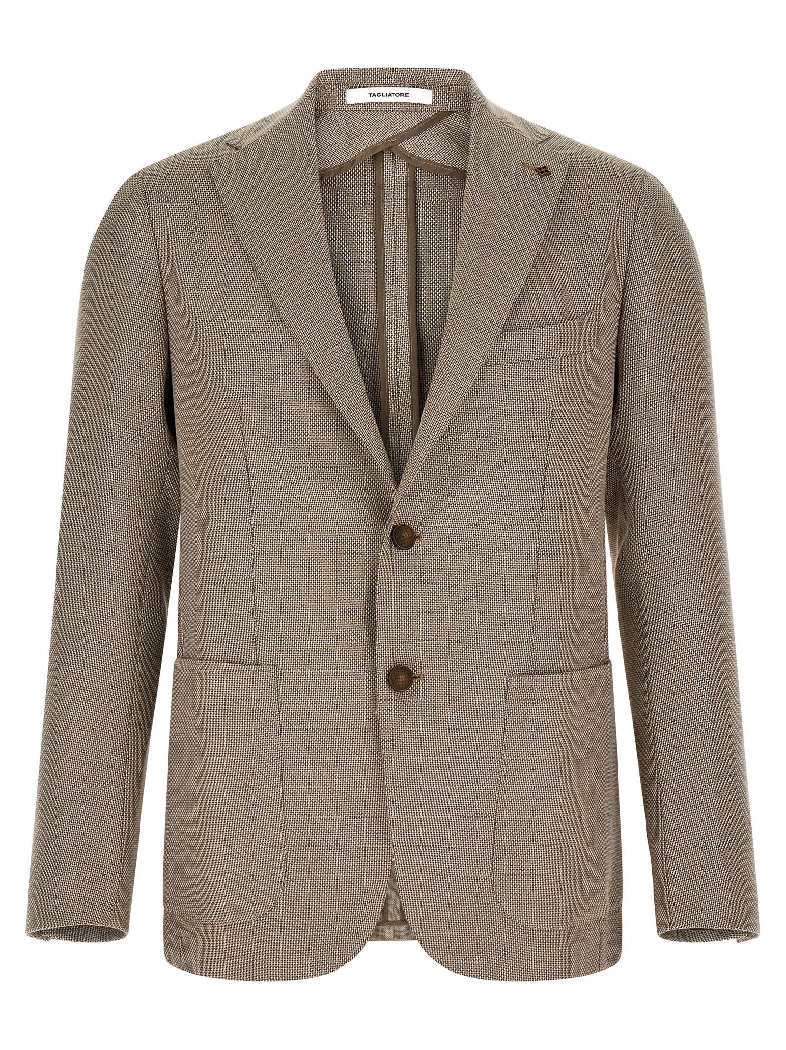 Elevate your style with the Tagliatore Brown Cotton Blazer, a masterpiece of Italian craftsmanship blending cotton and virgin wool for timeless elegance.