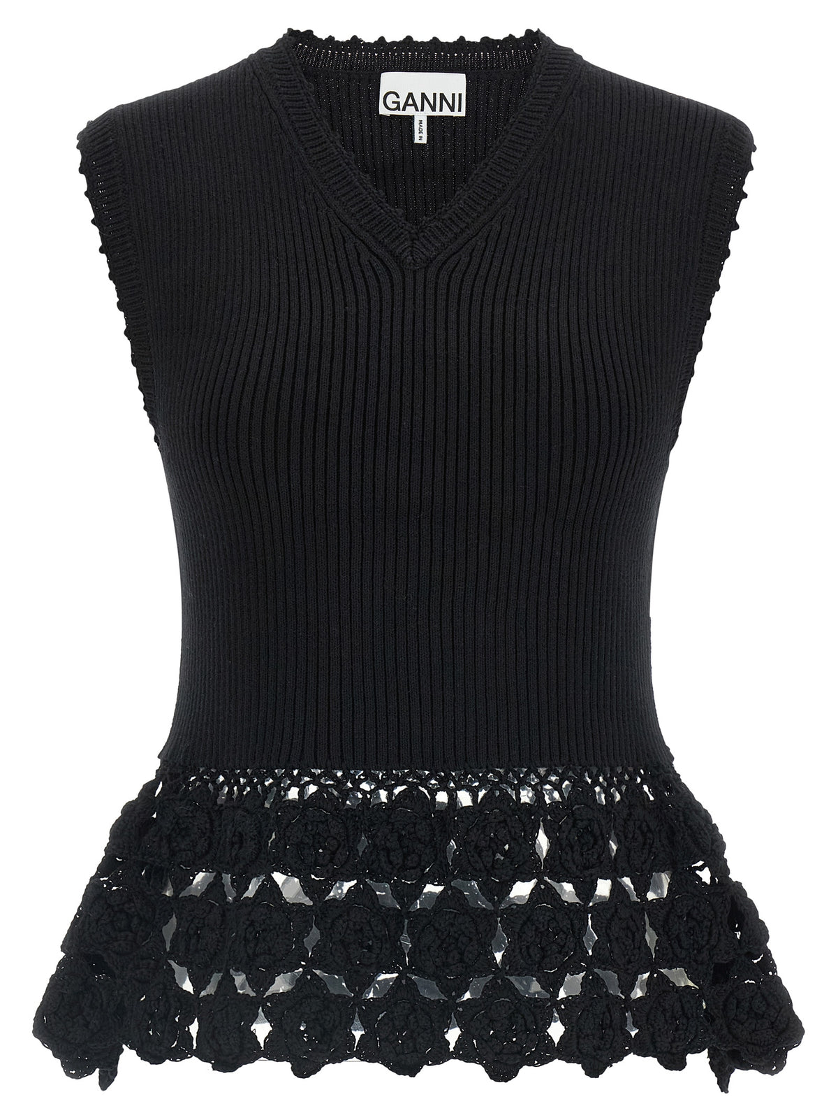 Ganni Black Organic Cotton Sleeveless Jacket - Timeless Elegance