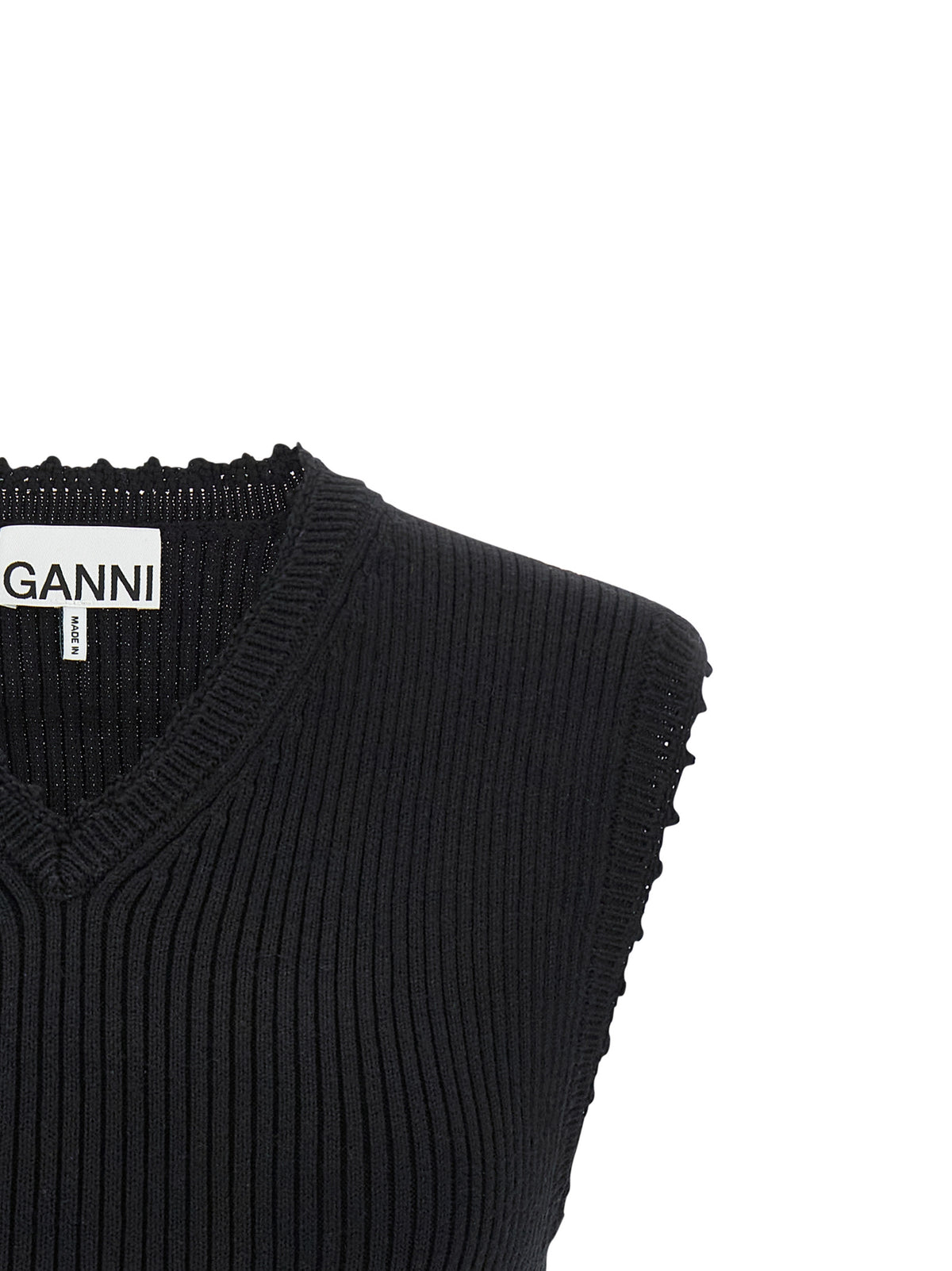 Ganni Black Organic Cotton Sleeveless Jacket - Timeless Luxury