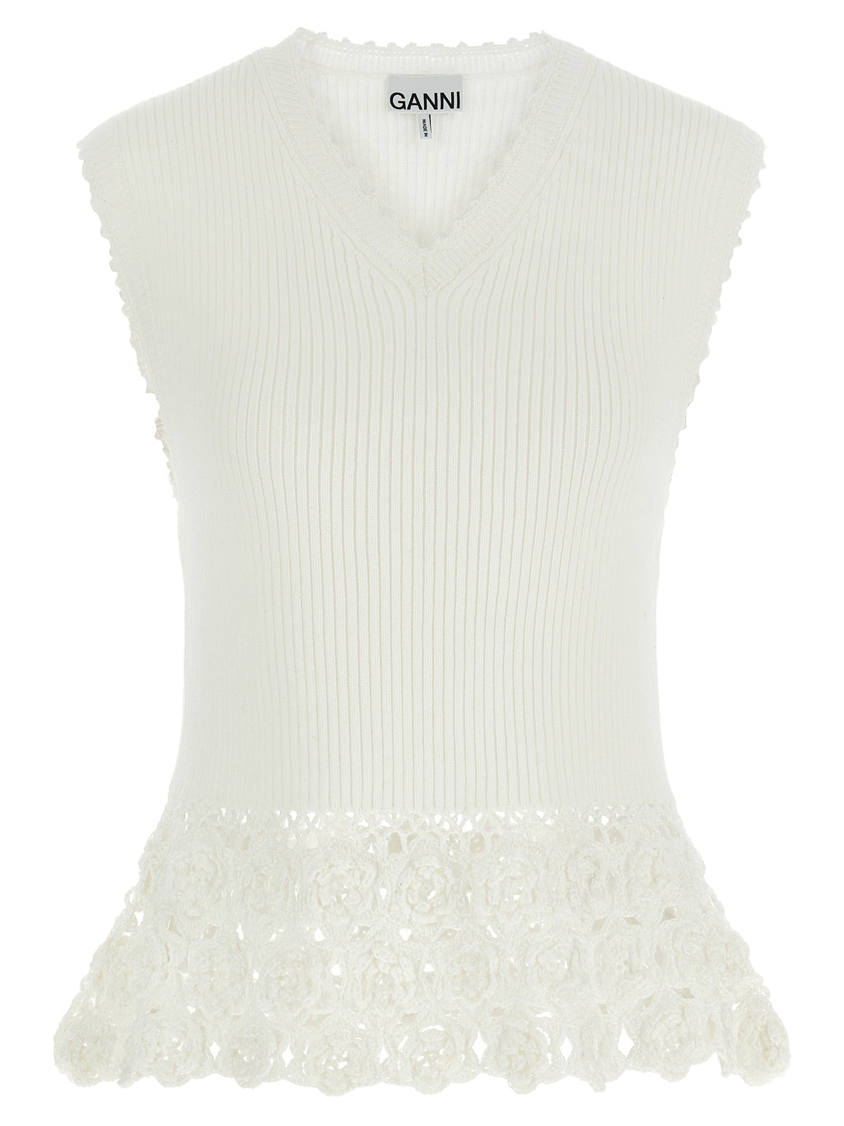 Ganni White Organic Cotton Sleeveless Jacket - Sustainable Luxury