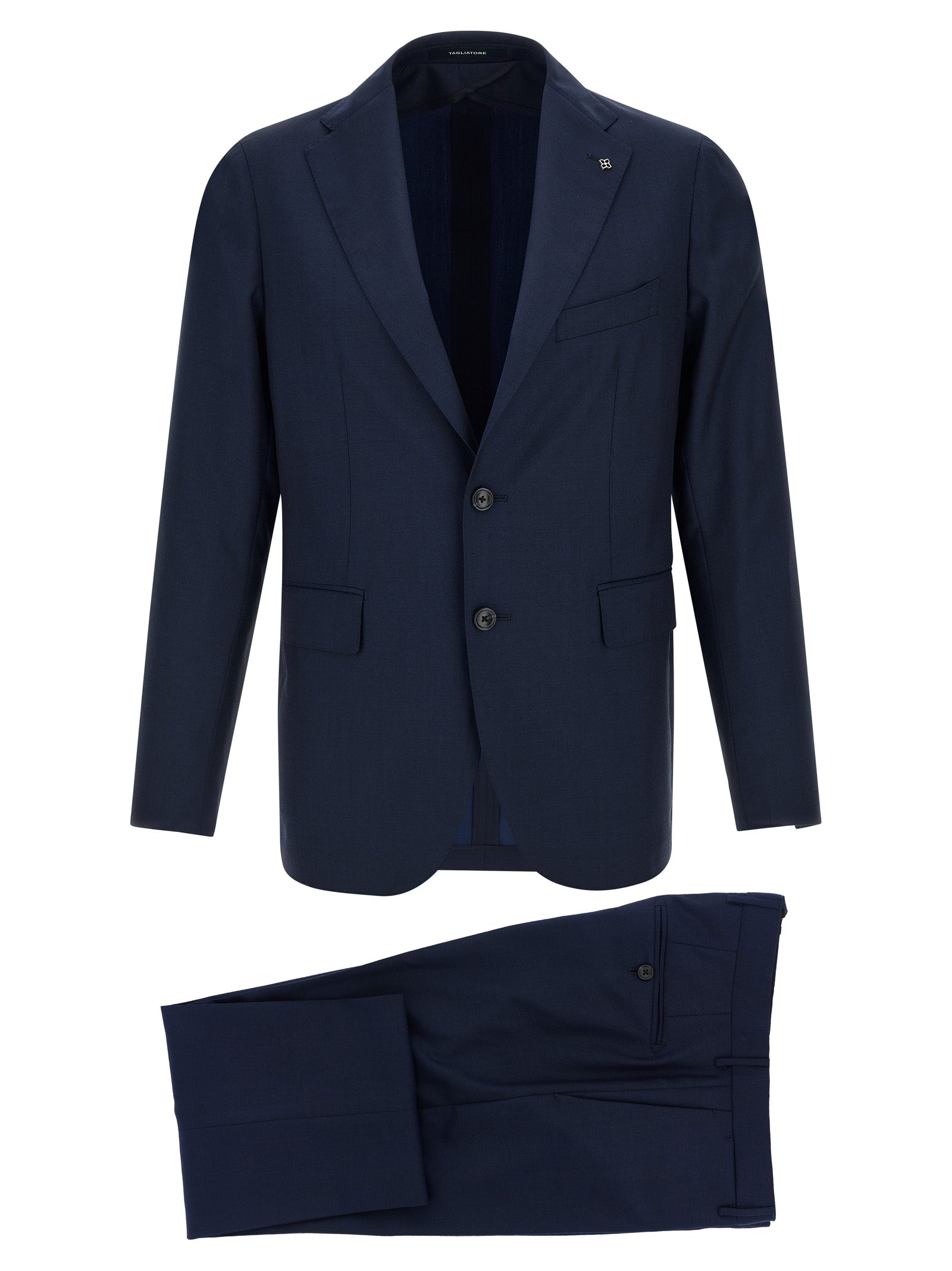 Indulge in the exquisite Tagliatore Blue Virgin Wool Two-Piece Suit, a masterpiece of Italian craftsmanship that redefines elegance and sophistication for the discerning individual.