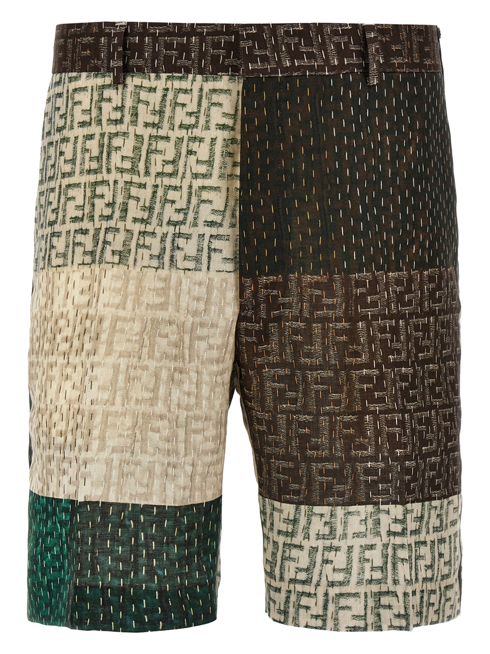 Fendi Multicolor Linen Bermuda Shorts
