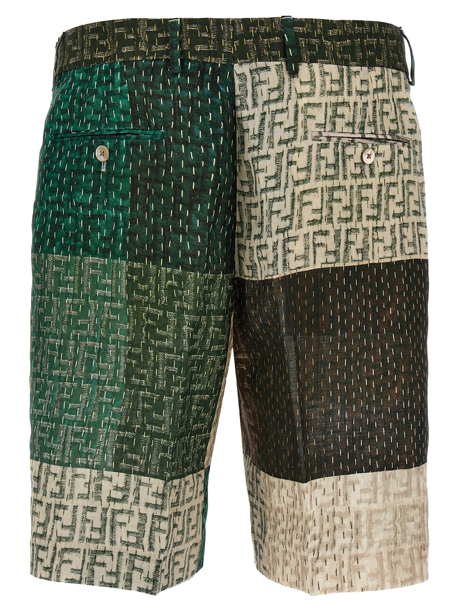 Fendi Multicolor Linen Bermuda Shorts