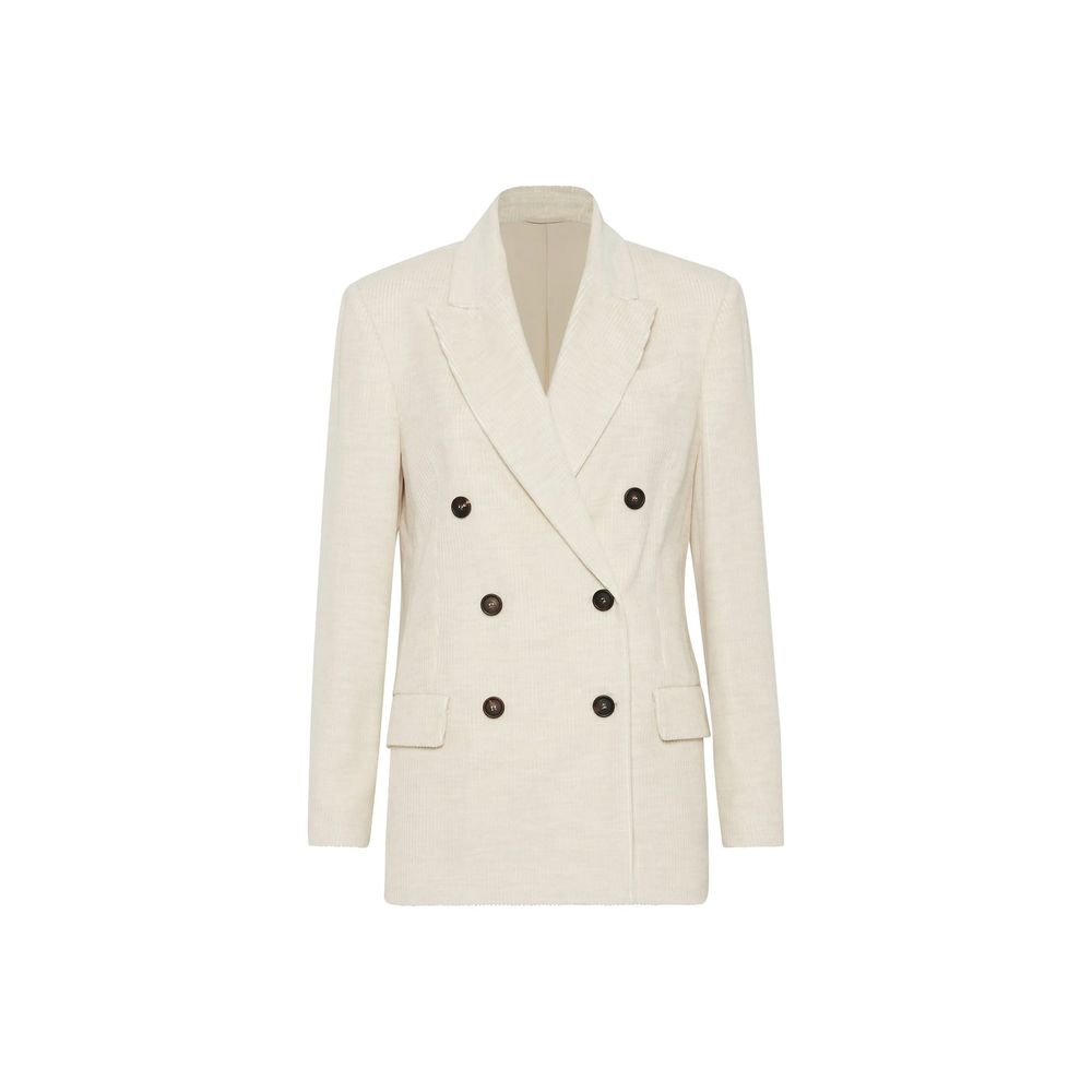 Brunello Cucinelli White Cotton Blazer - Designer Couture Elegance