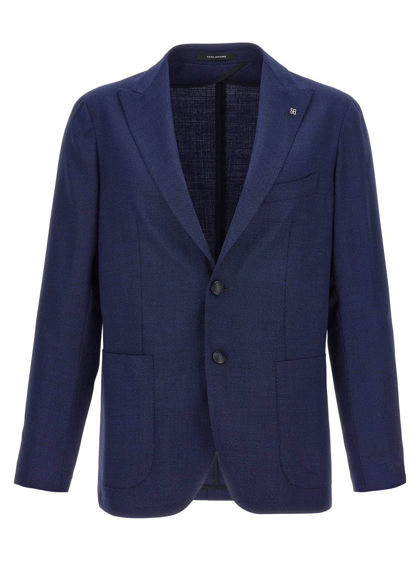 Indulge in the Tagliatore Blue Virgin Wool Blazer, a masterpiece of Italian craftsmanship, blending luxurious materials with timeless elegance for the discerning individual.