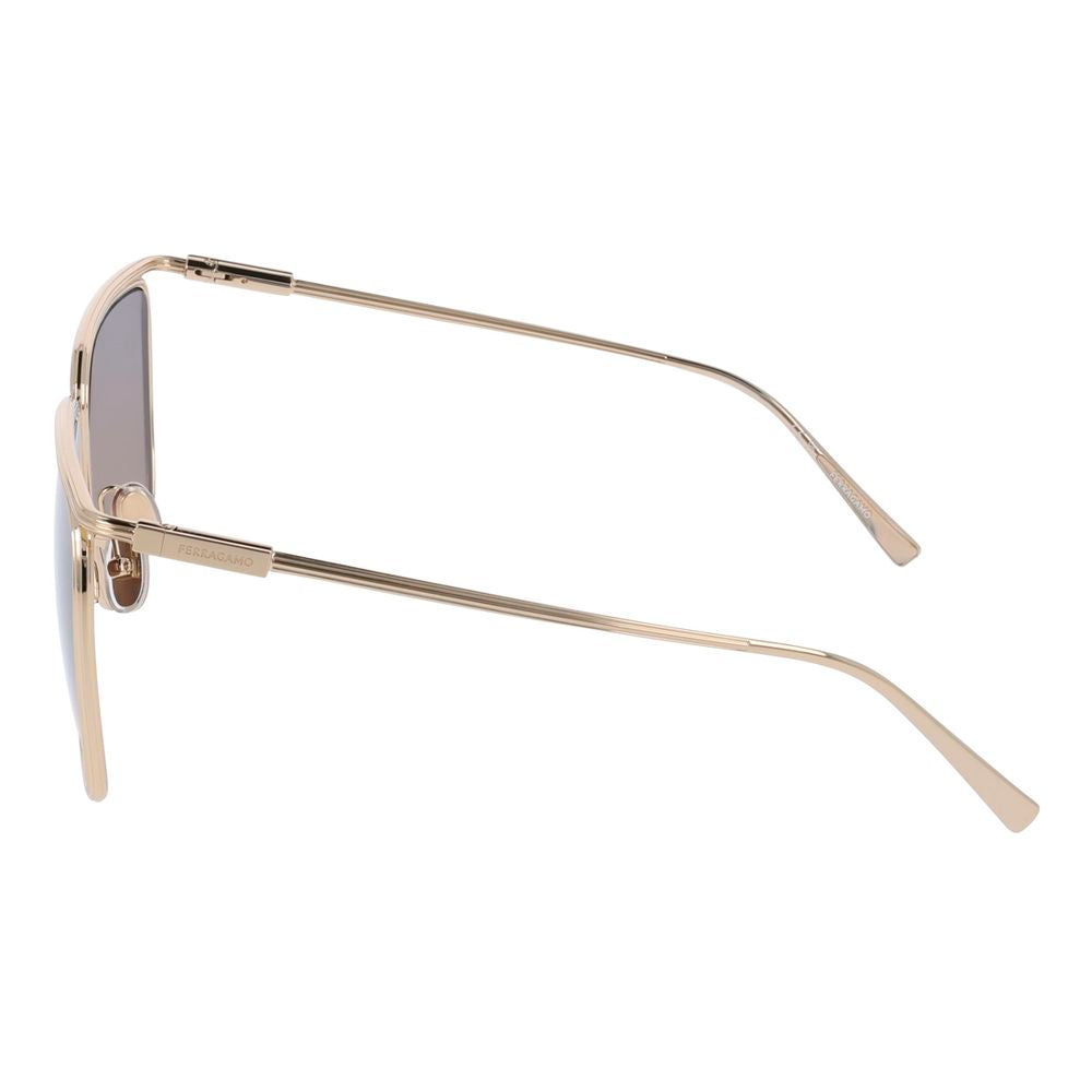 Discover the Ferragamo Gold Metal Sunglasses, an artisanal luxury piece that embodies sophistication and elegance, perfect for those who appreciate the finer things in life.