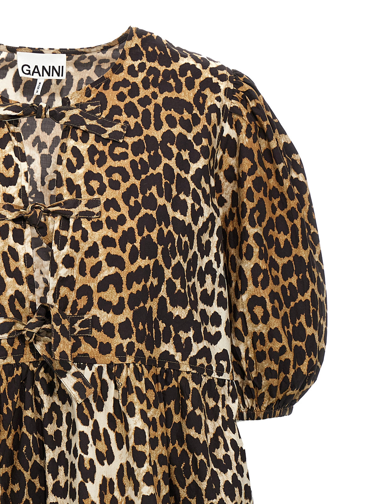 Ganni Leopard Print Cotton Dress - Sustainable Luxury Chic