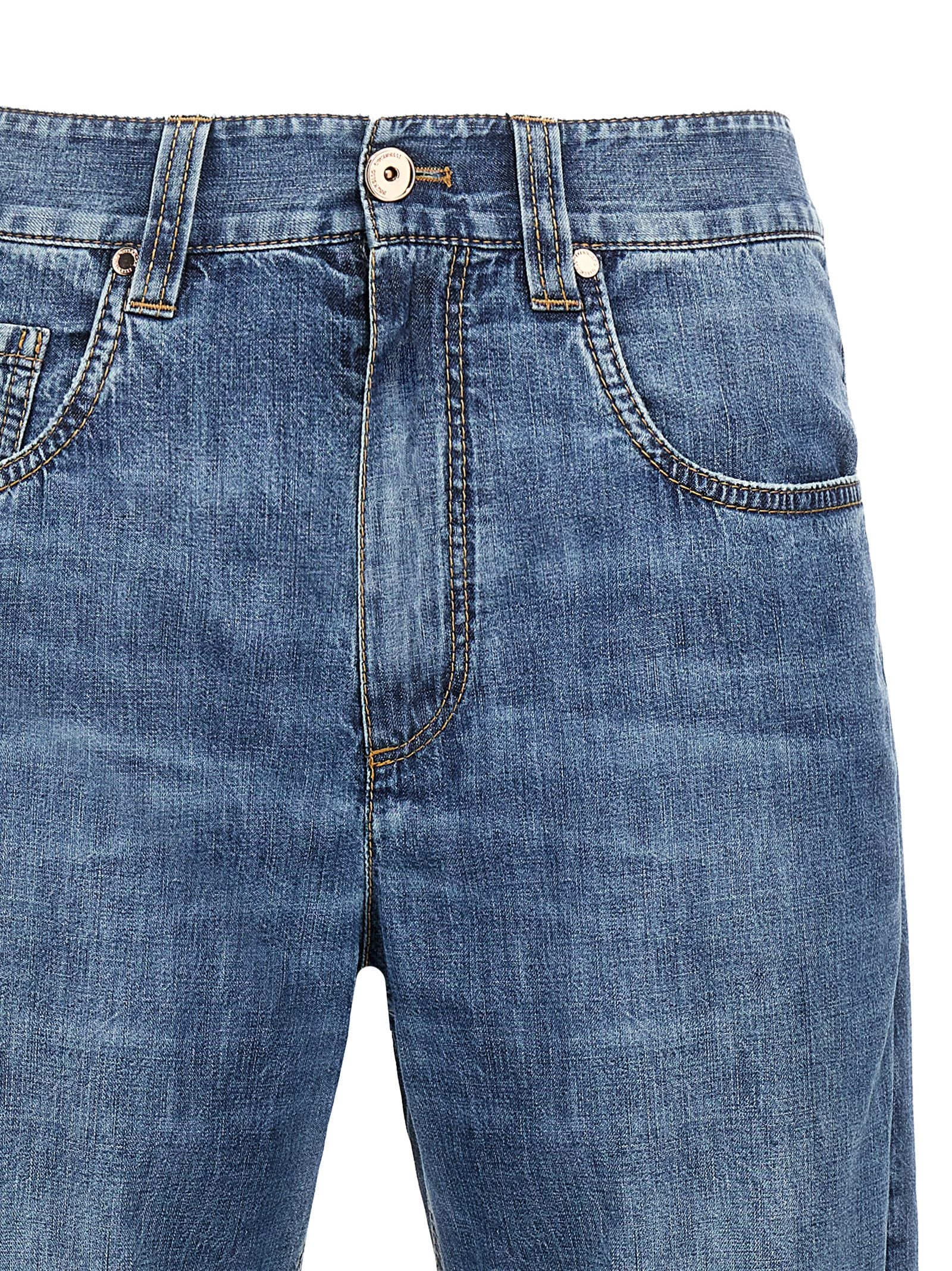 Brunello Cucinelli Blue Cotton Straight-Leg Jeans, Designer Luxury