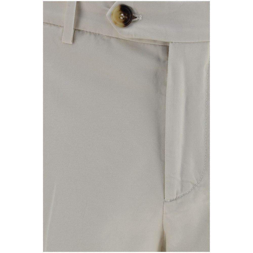 Brunello Cucinelli White Cotton Casual Pants | Designer Elegance