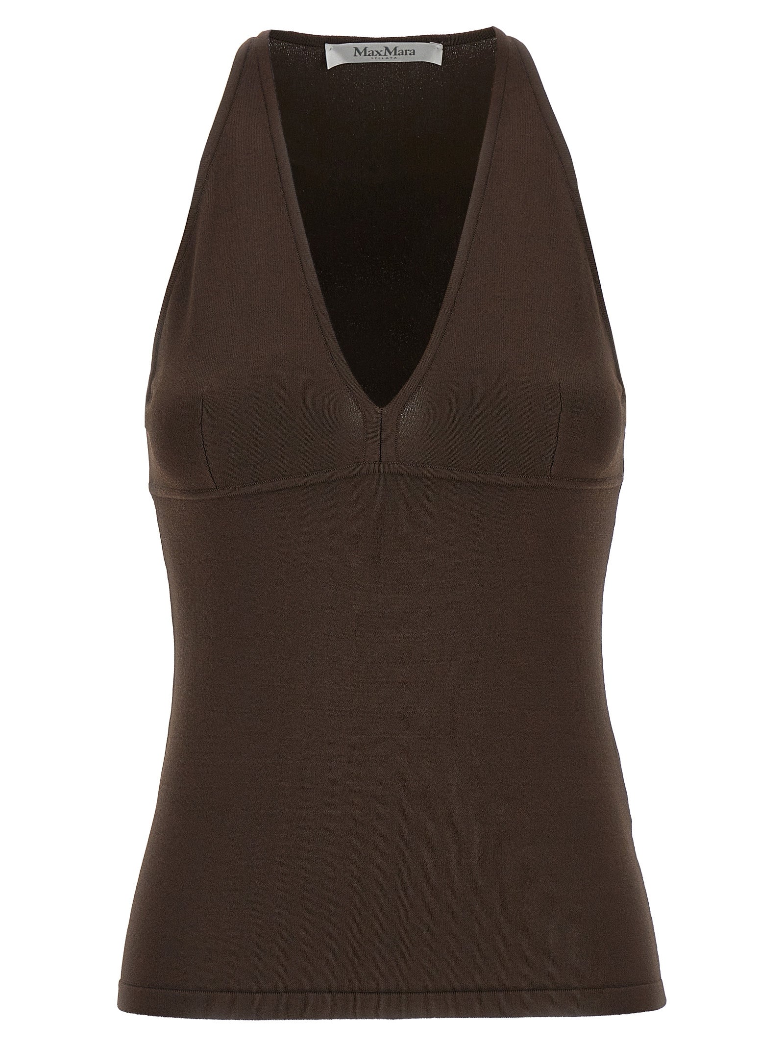 Max Mara Brown Viscose Sleeveles T-Shirt