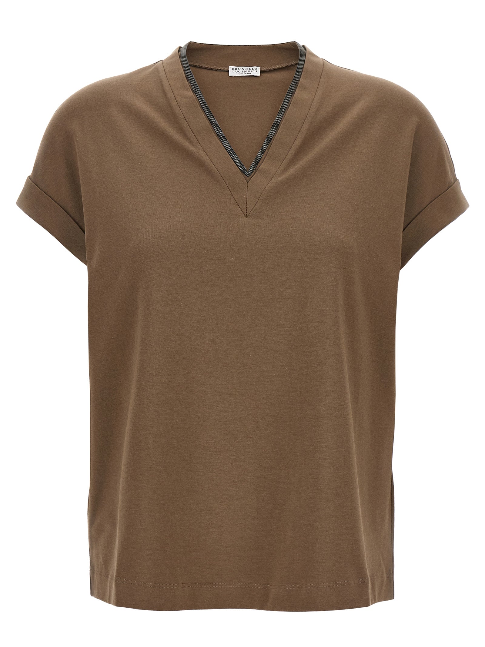 Brunello Cucinelli Brown Cotton T-Shirt | Designer Elegance