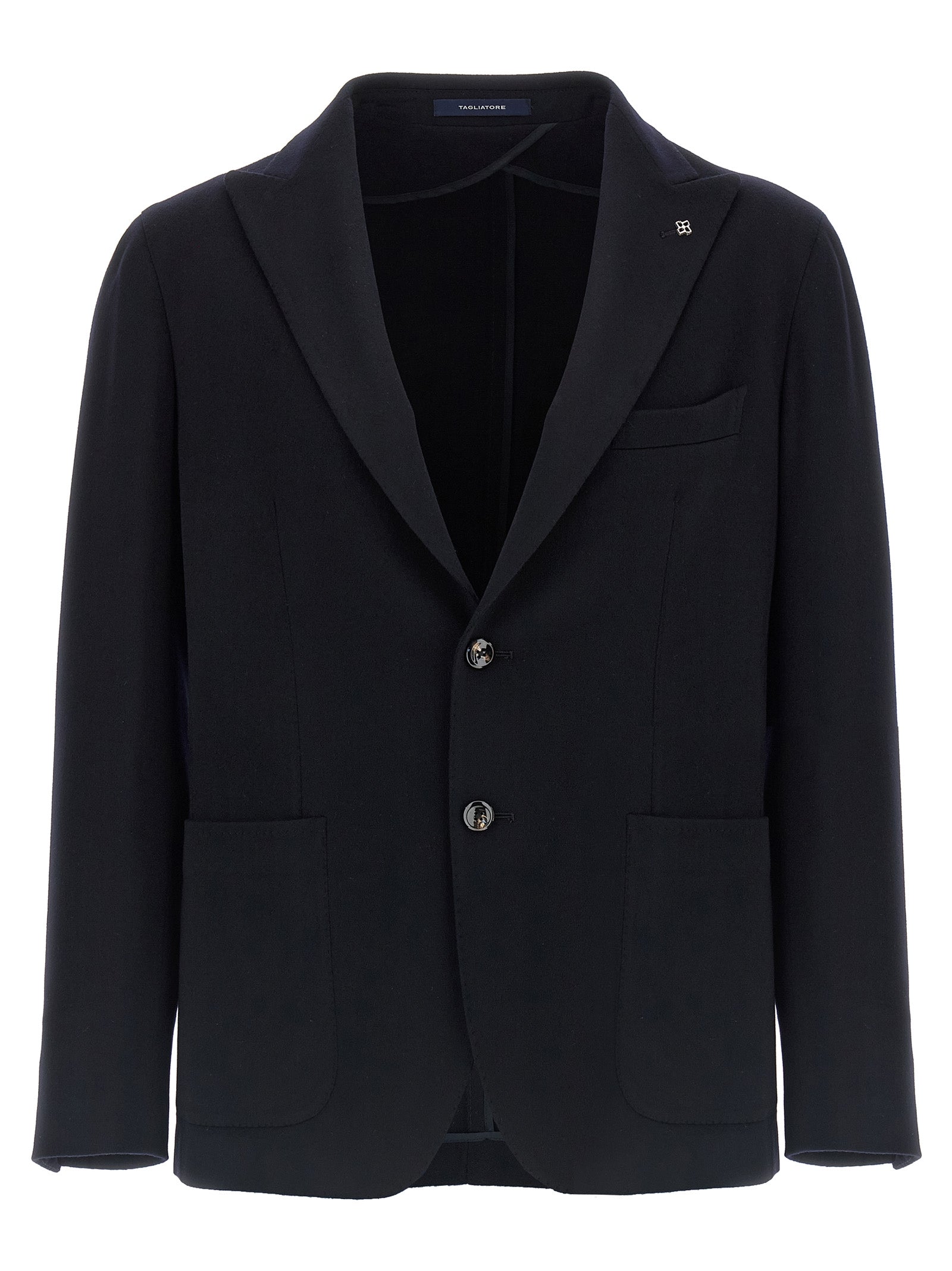 Indulge in the exquisite Tagliatore Blue Cashmere Blazer, a luxurious masterpiece crafted from 100% cashmere, embodying sophistication and timeless elegance for the discerning individual.