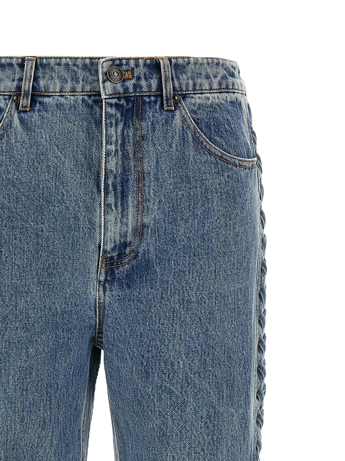 ROTATE BIRGER CHRISTENSEN Blue Lace-Up Straight-Leg Jeans