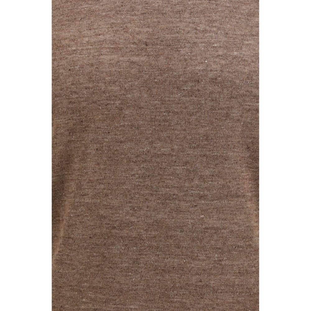 Elevate your wardrobe with the Brunello Cucinelli Brown Linen T-Shirt, a luxurious blend of linen and cotton, embodying timeless elegance and refined craftsmanship for the discerning individual.