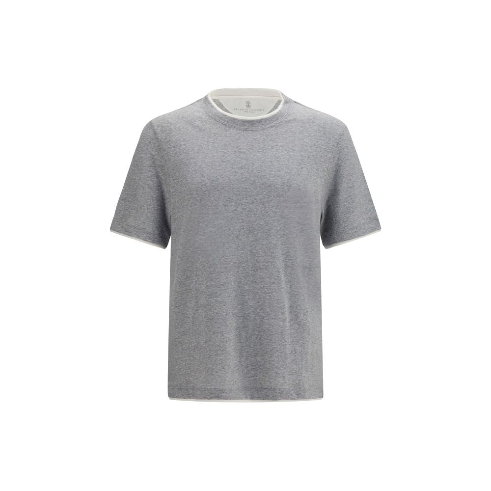 Elevate your wardrobe with the Brunello Cucinelli Gray Cotton T-Shirt, a luxurious blend of comfort and sophistication, perfect for timeless elegance.
