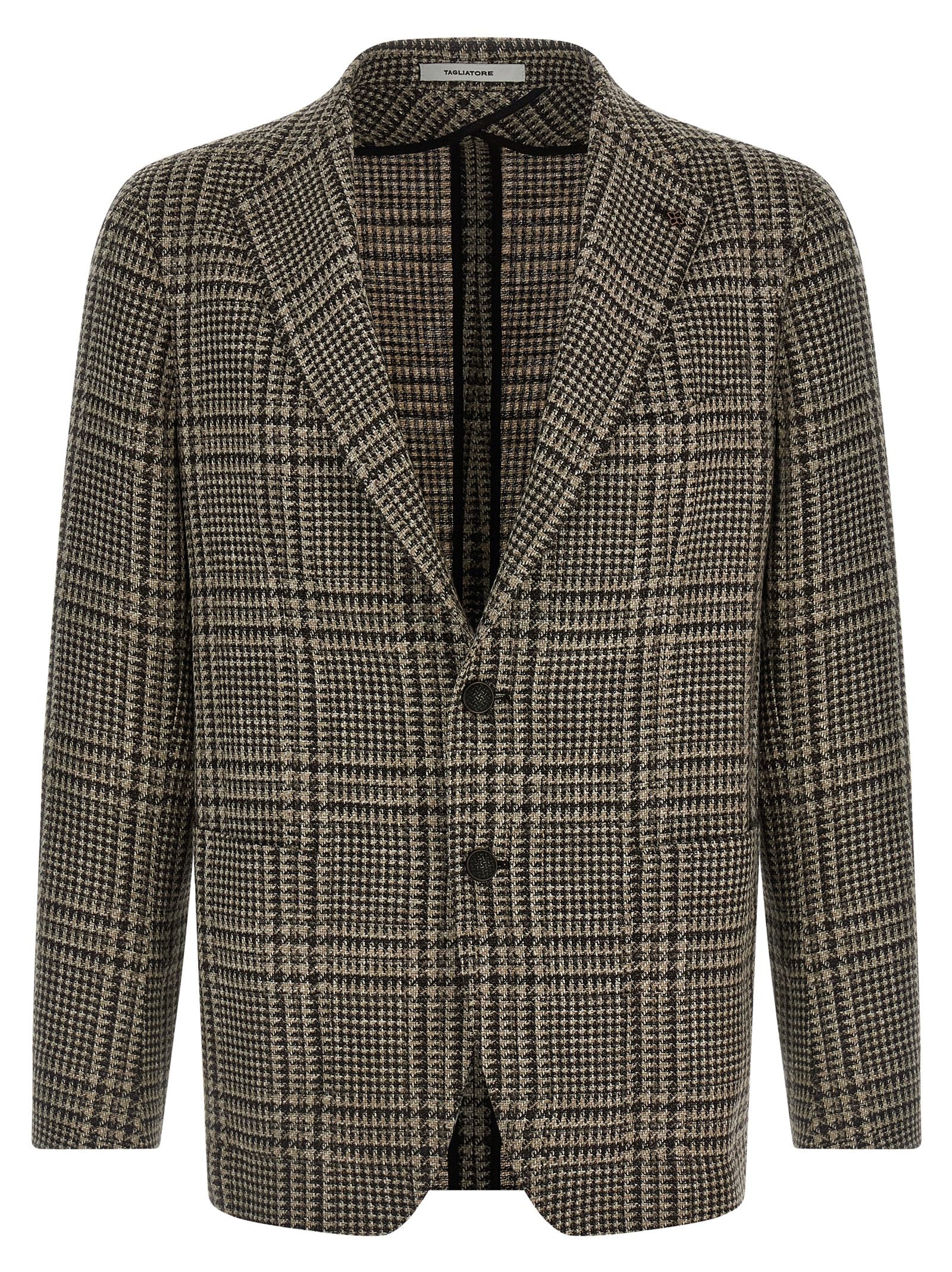 Elevate your wardrobe with the Tagliatore Brown Virgin Wool Blazer, a masterpiece of Italian craftsmanship blending luxurious wool and silk for timeless sophistication.